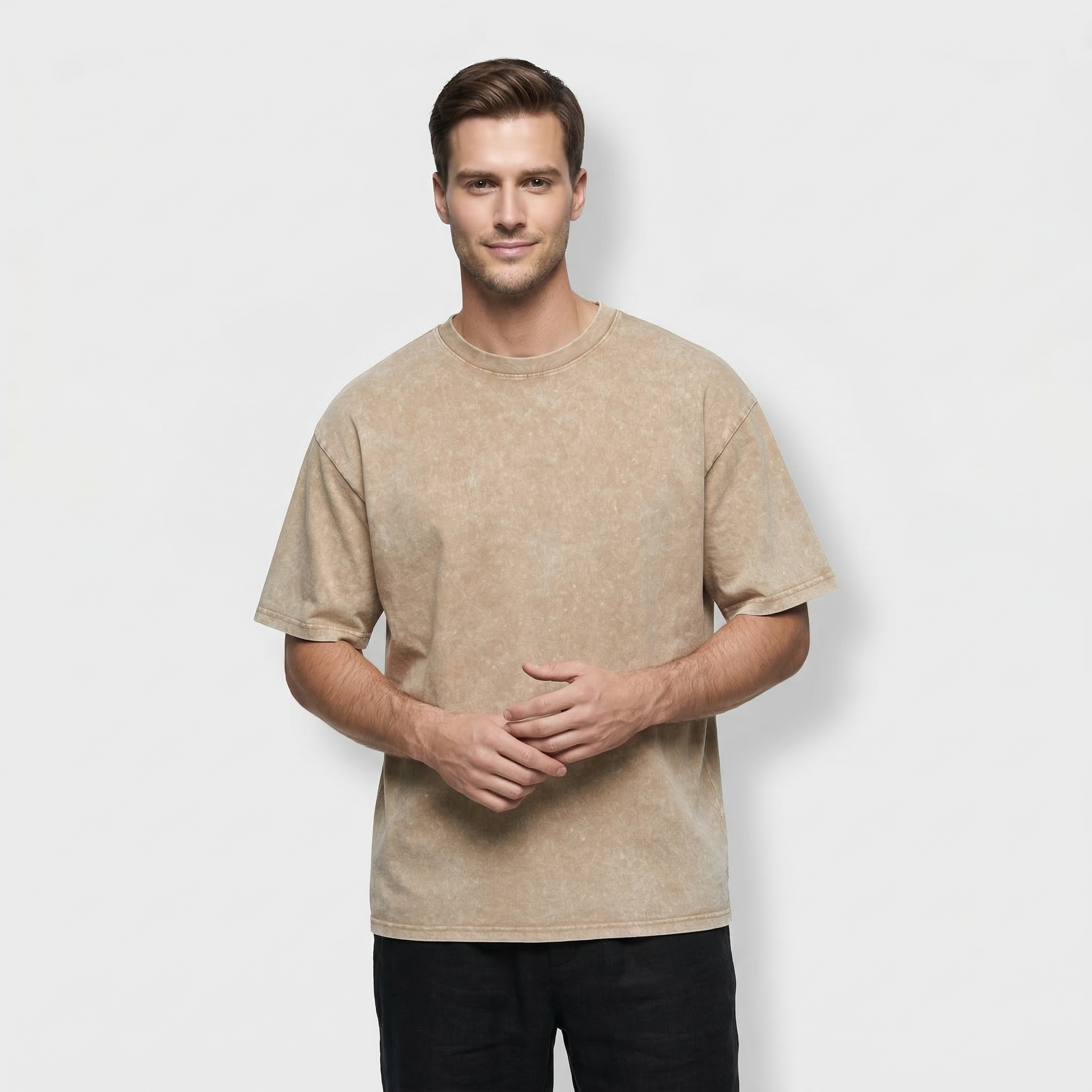 T-shirt Homme Uni à Effet Délavé - Coupe Oversize
