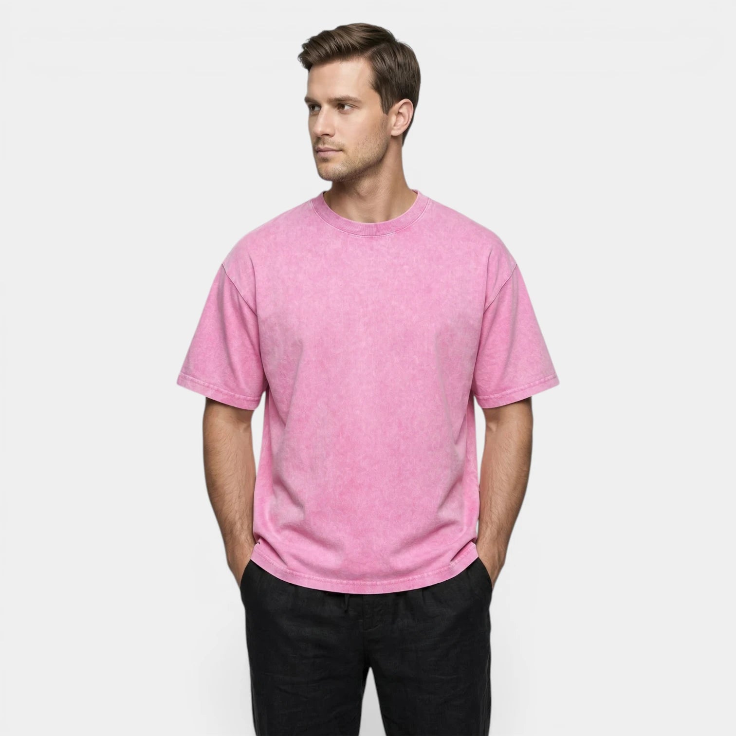 T-shirt Homme Uni à Effet Délavé - Coupe Oversize