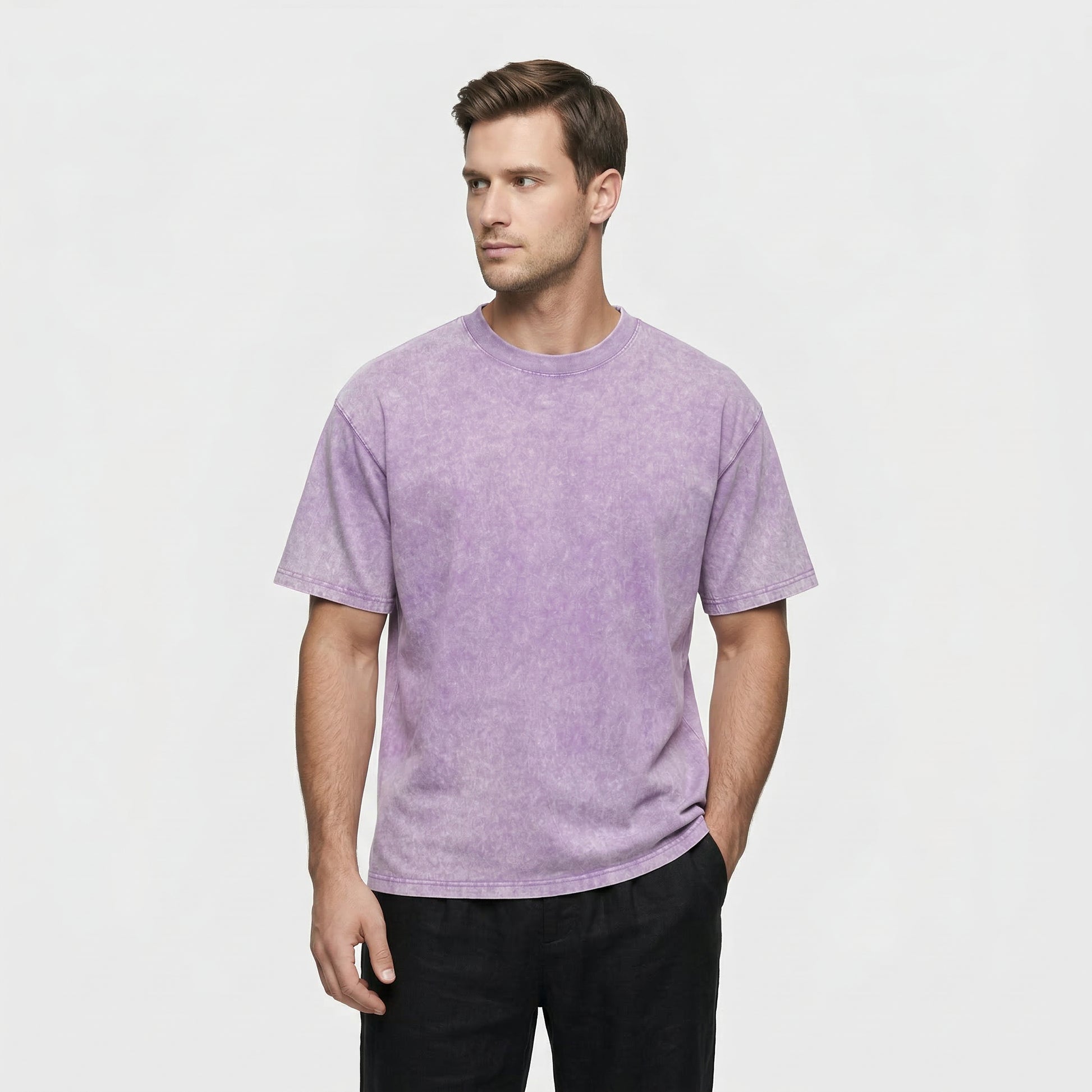 T-shirt Homme Uni à Effet Délavé - Coupe Oversize