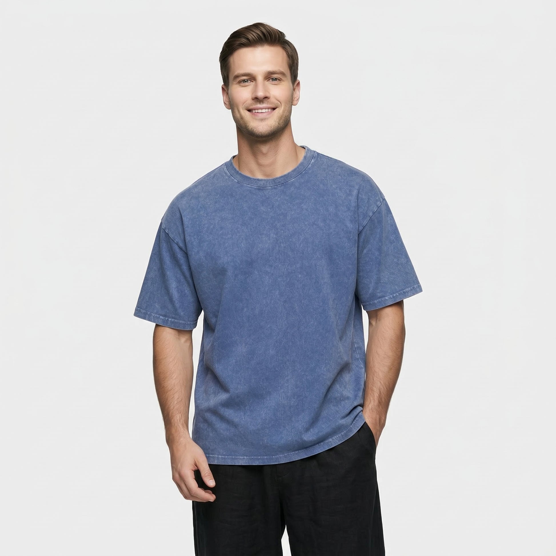 T-shirt Homme Uni à Effet Délavé - Coupe Oversize