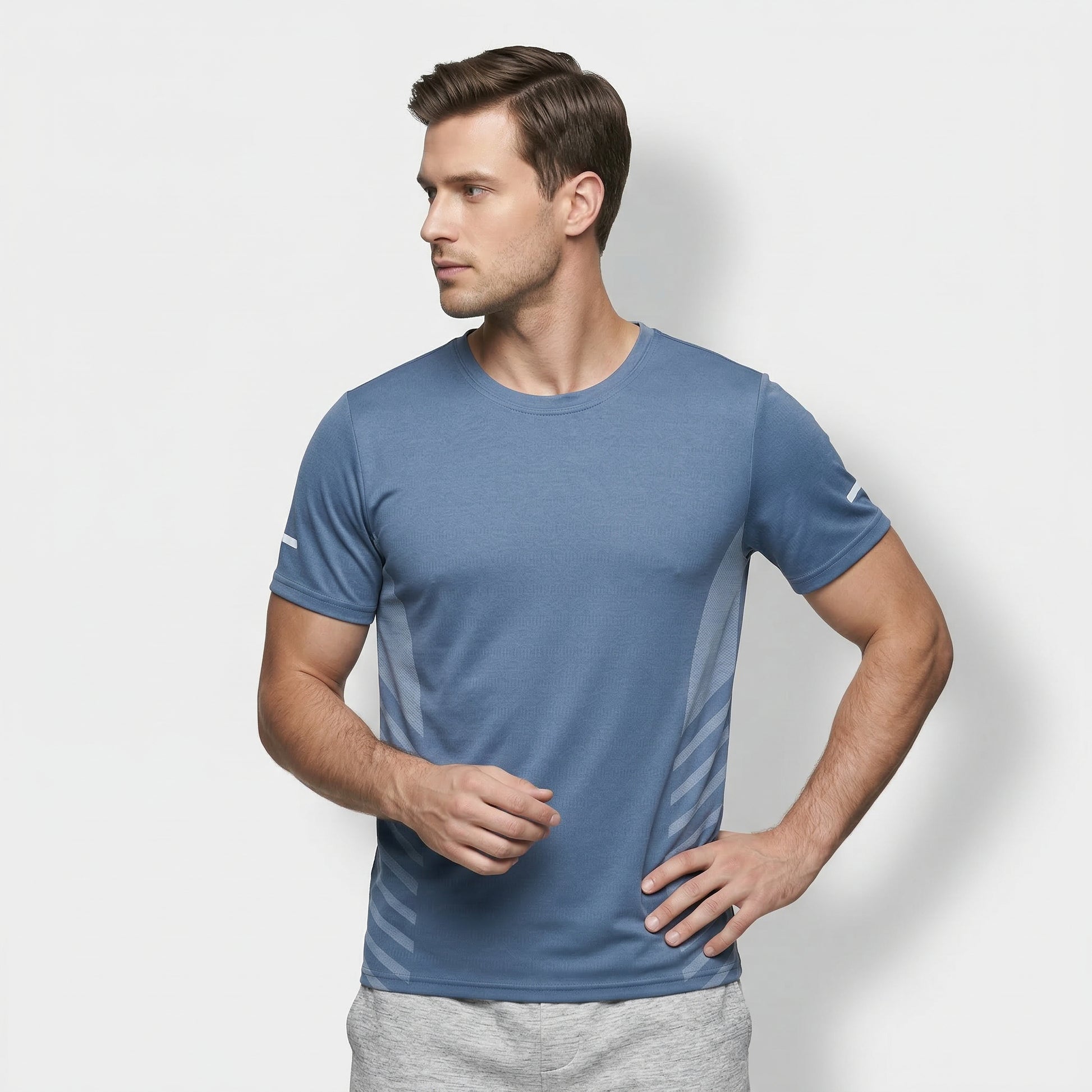 T-shirt Homme Col Rond Manches Courtes Coupe Droite Casual