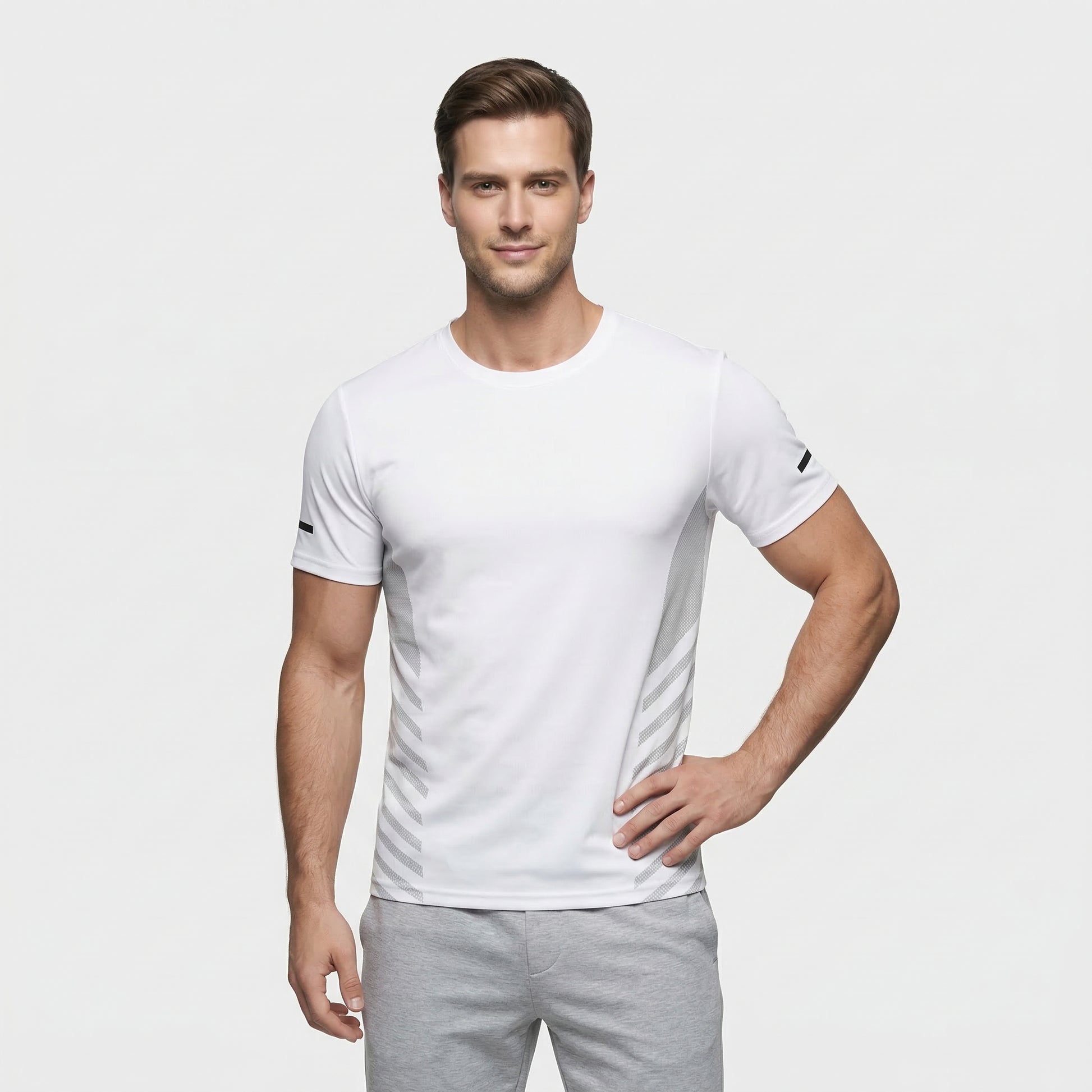 T-shirt Homme Col Rond Manches Courtes Coupe Droite Casual
