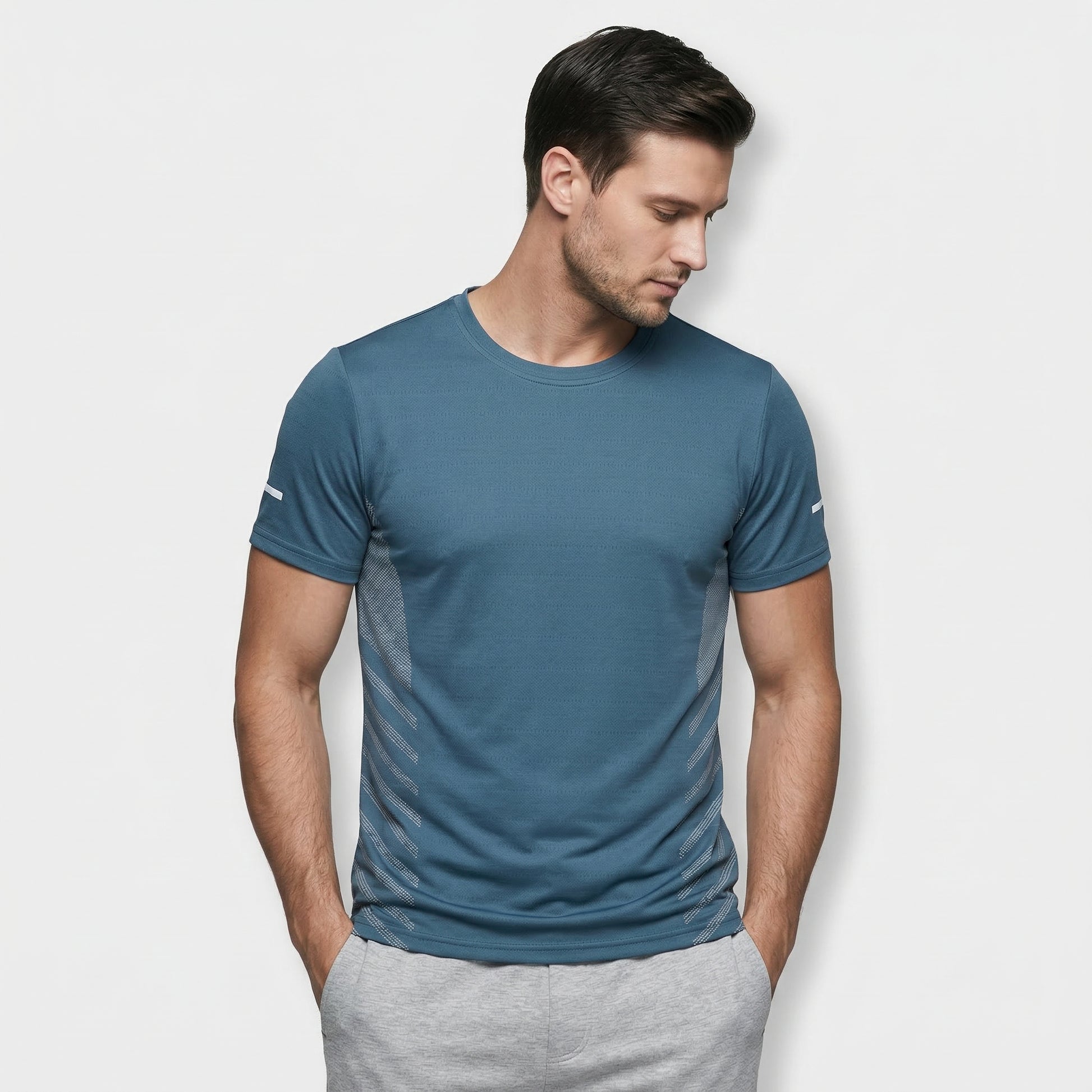 T-shirt Homme Col Rond Manches Courtes Coupe Droite Casual