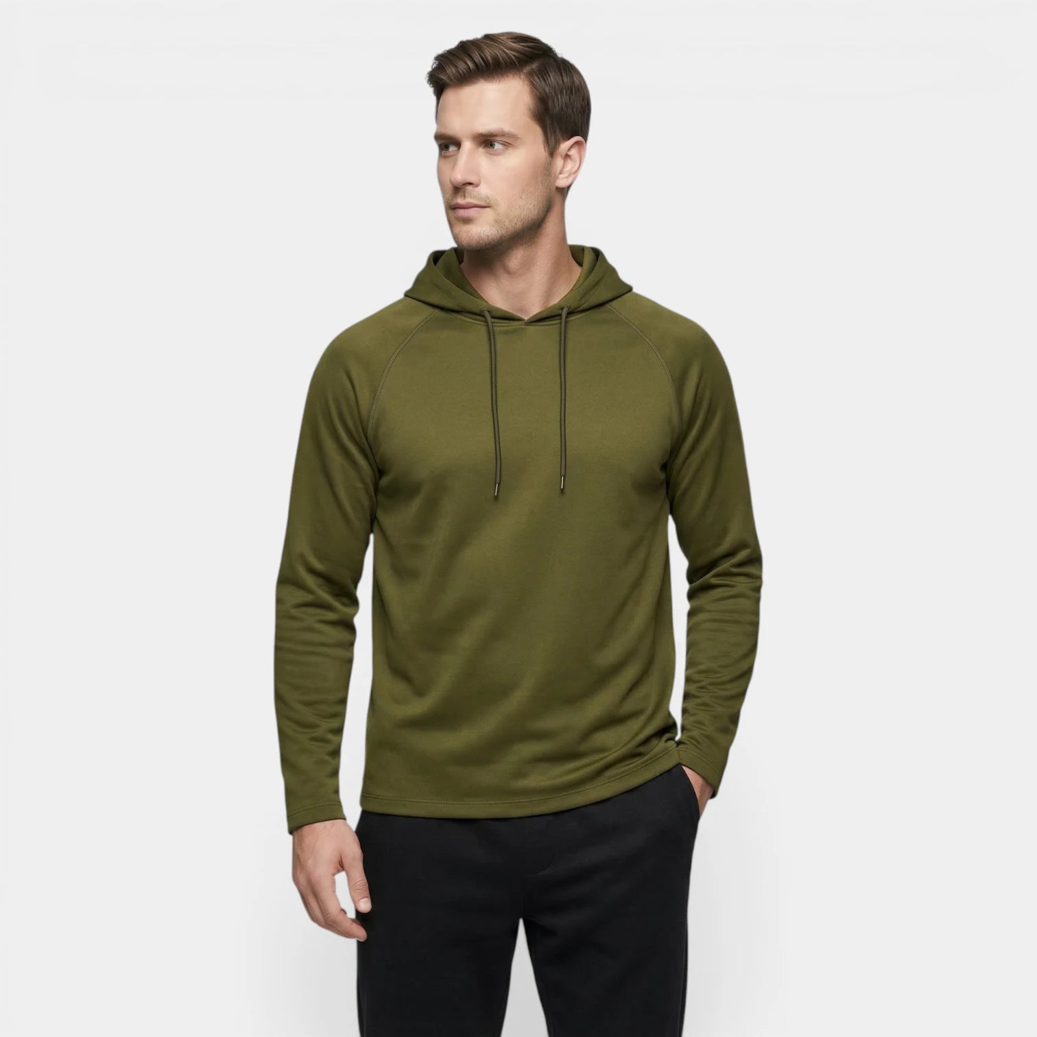 Sweat à Capuche Homme Uni à Manches Raglan