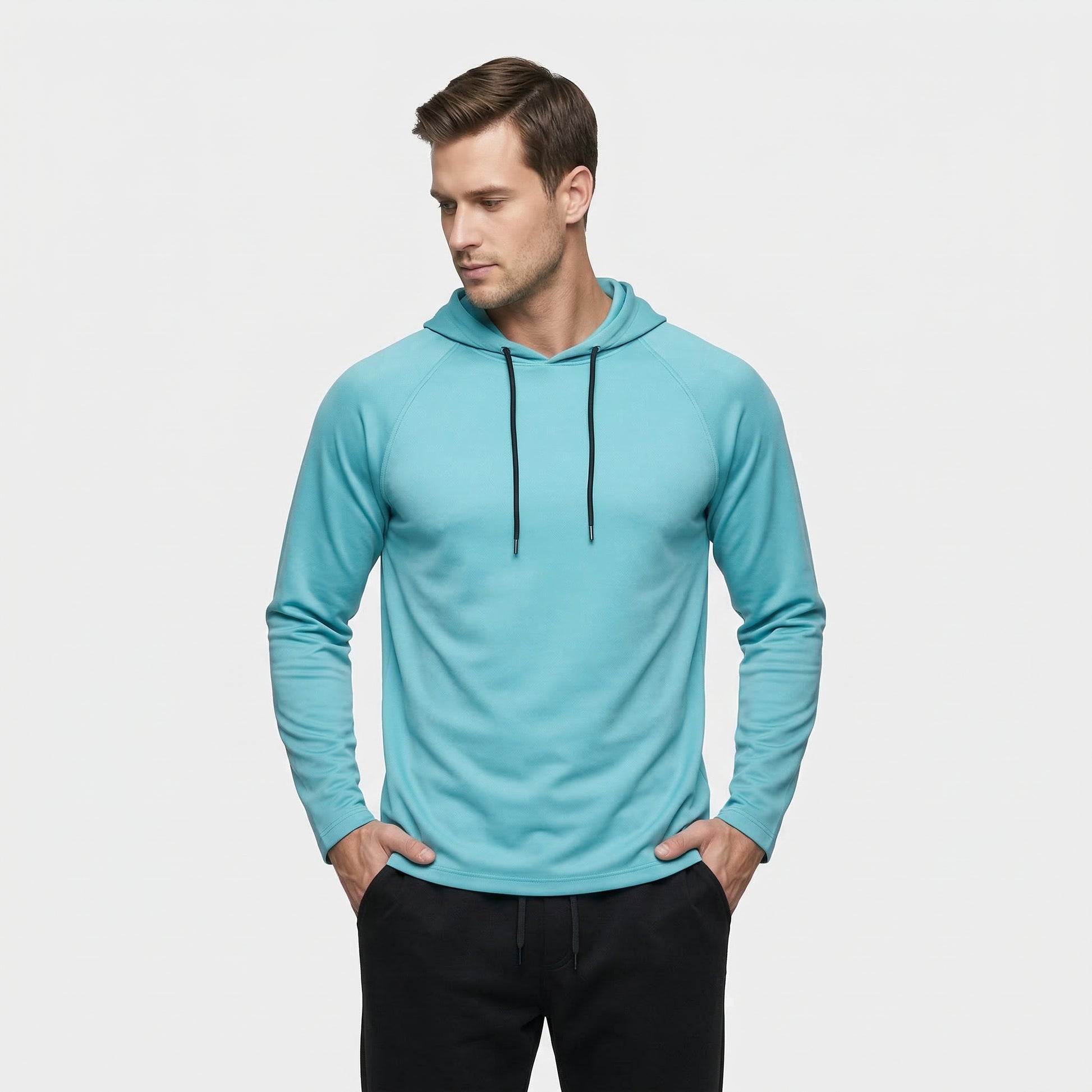 Sweat à Capuche Homme Uni à Manches Raglan