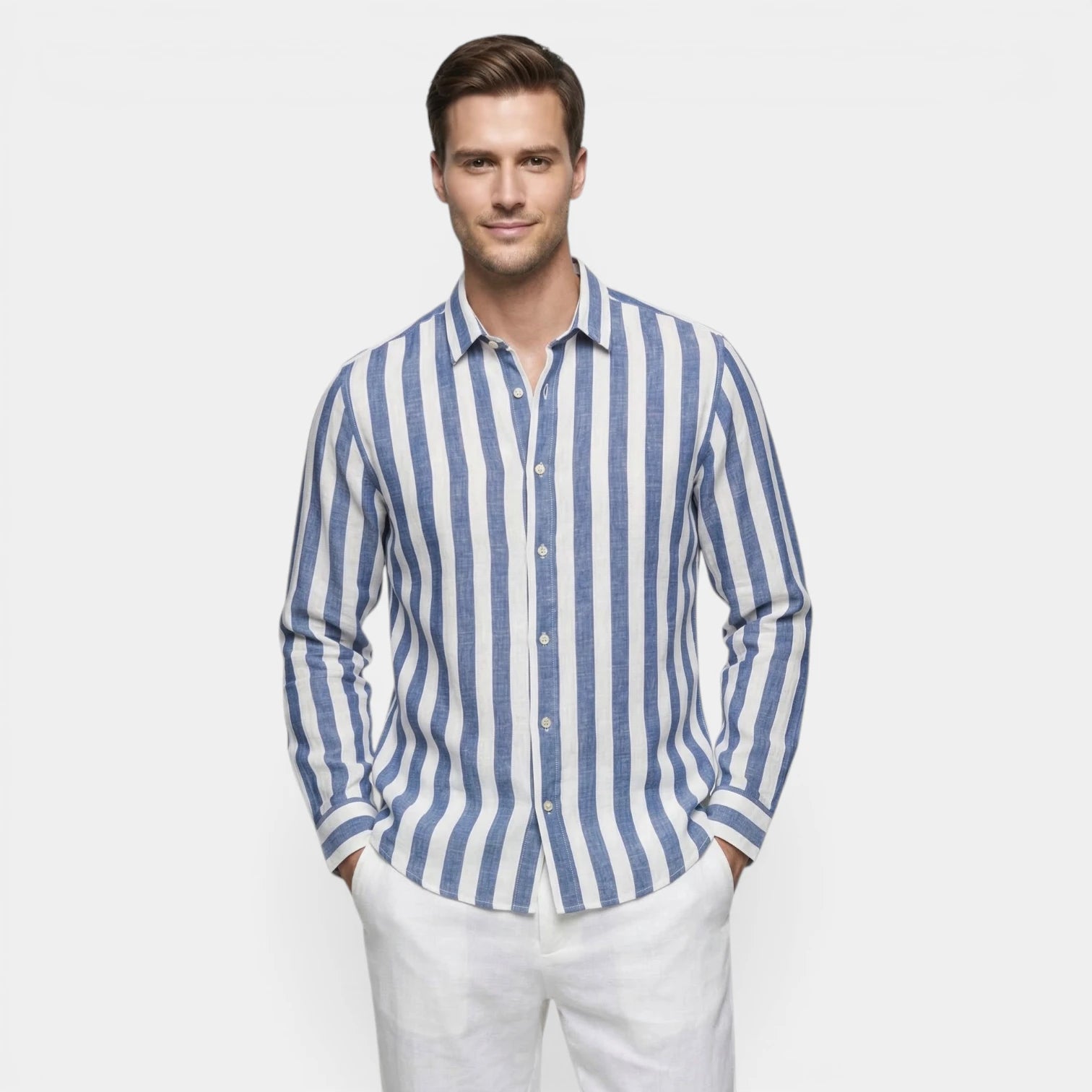 Chemise Homme à Rayures Verticales Boutonnée