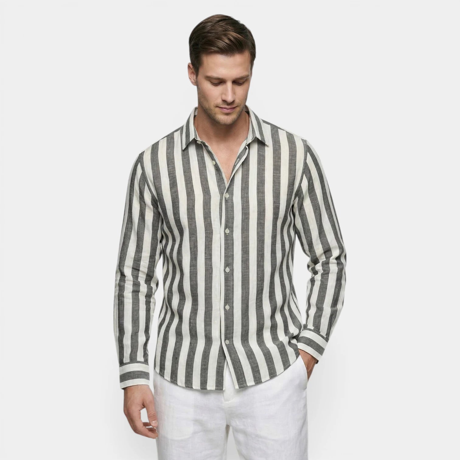 Chemise Homme à Rayures Verticales Boutonnée
