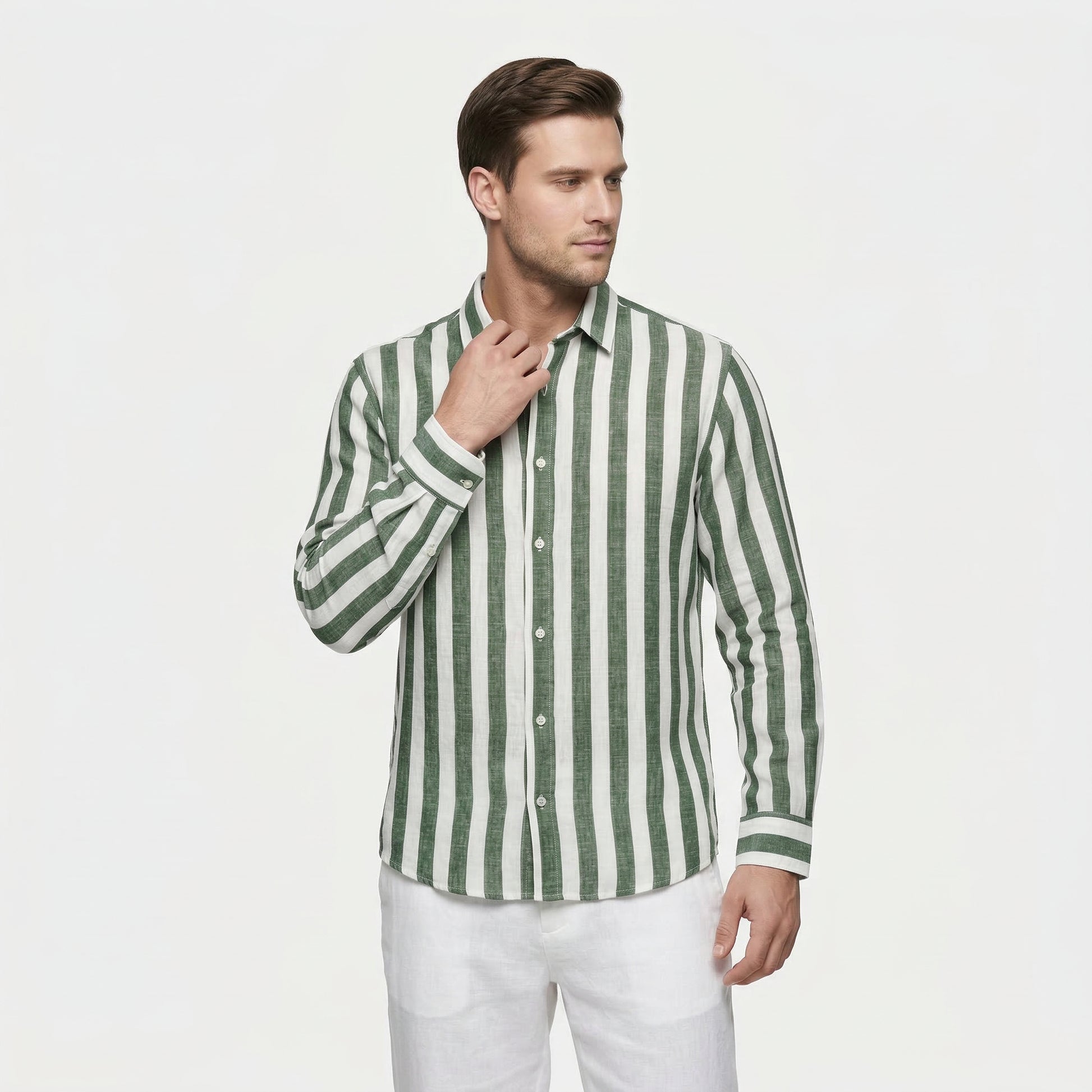 Chemise Homme à Rayures Verticales Boutonnée
