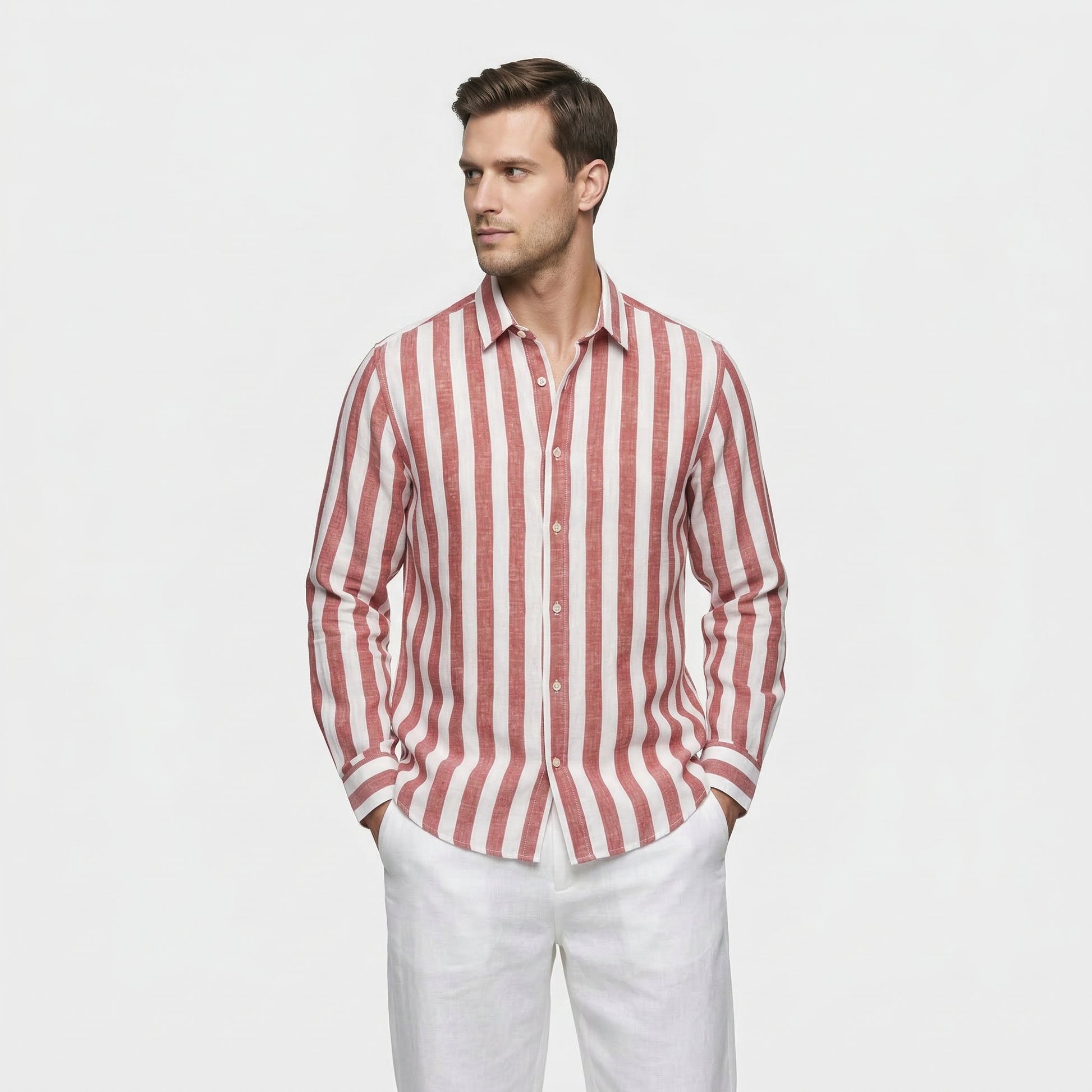 Chemise Homme à Rayures Verticales Boutonnée