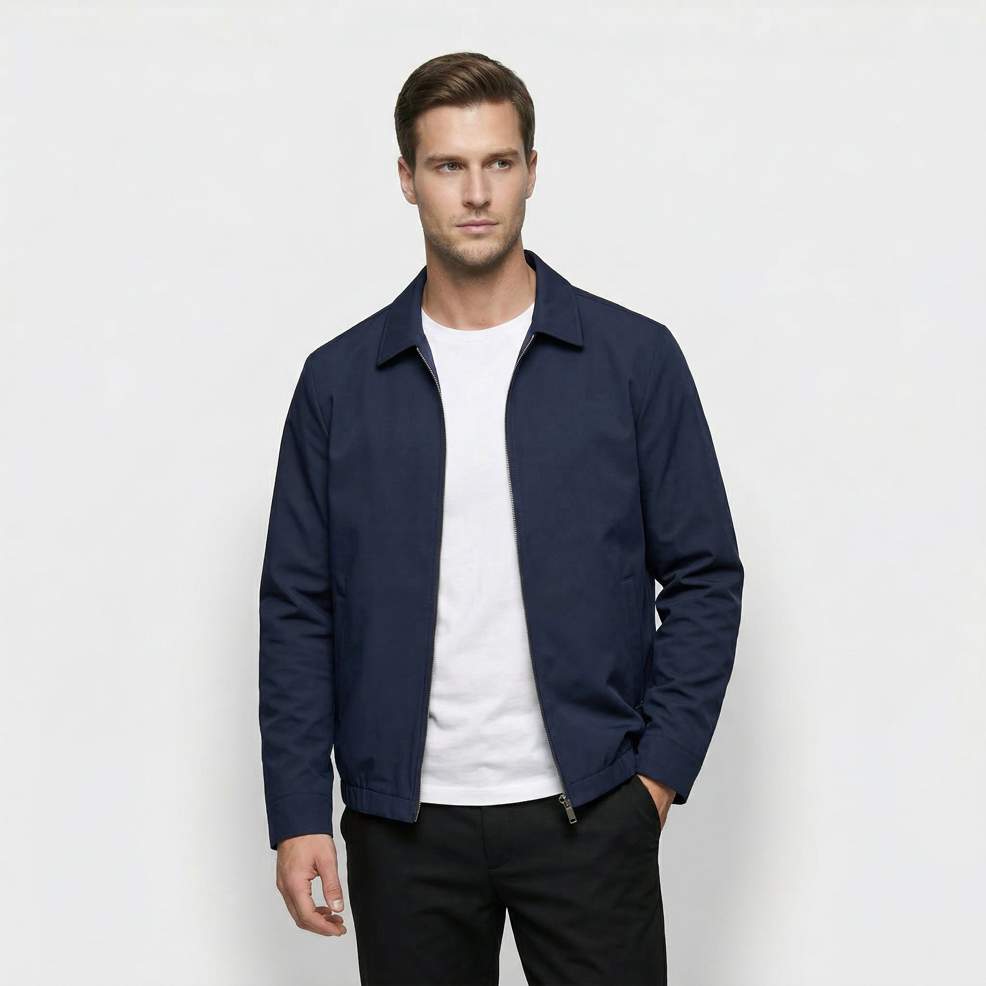 Veste Homme Zippée Col Classique Design Minimal