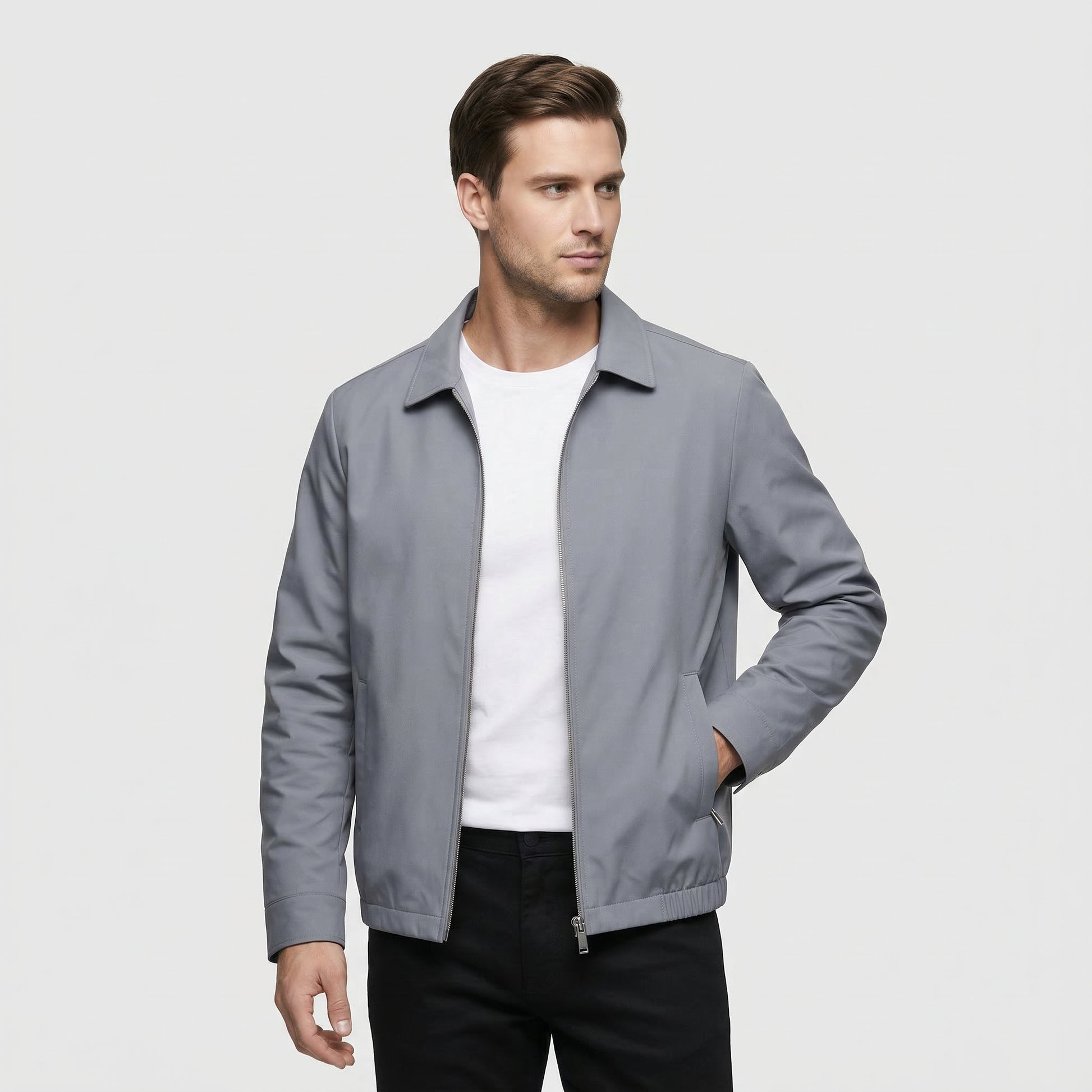 Veste Homme Zippée Col Classique Design Minimal