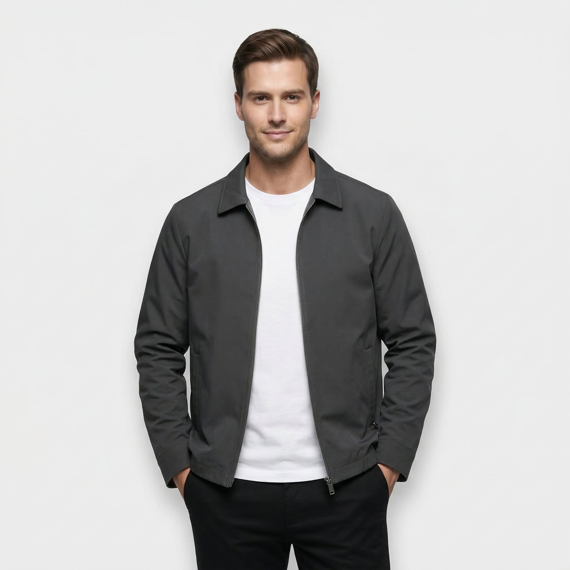 Veste Homme Zippée Col Classique Design Minimal