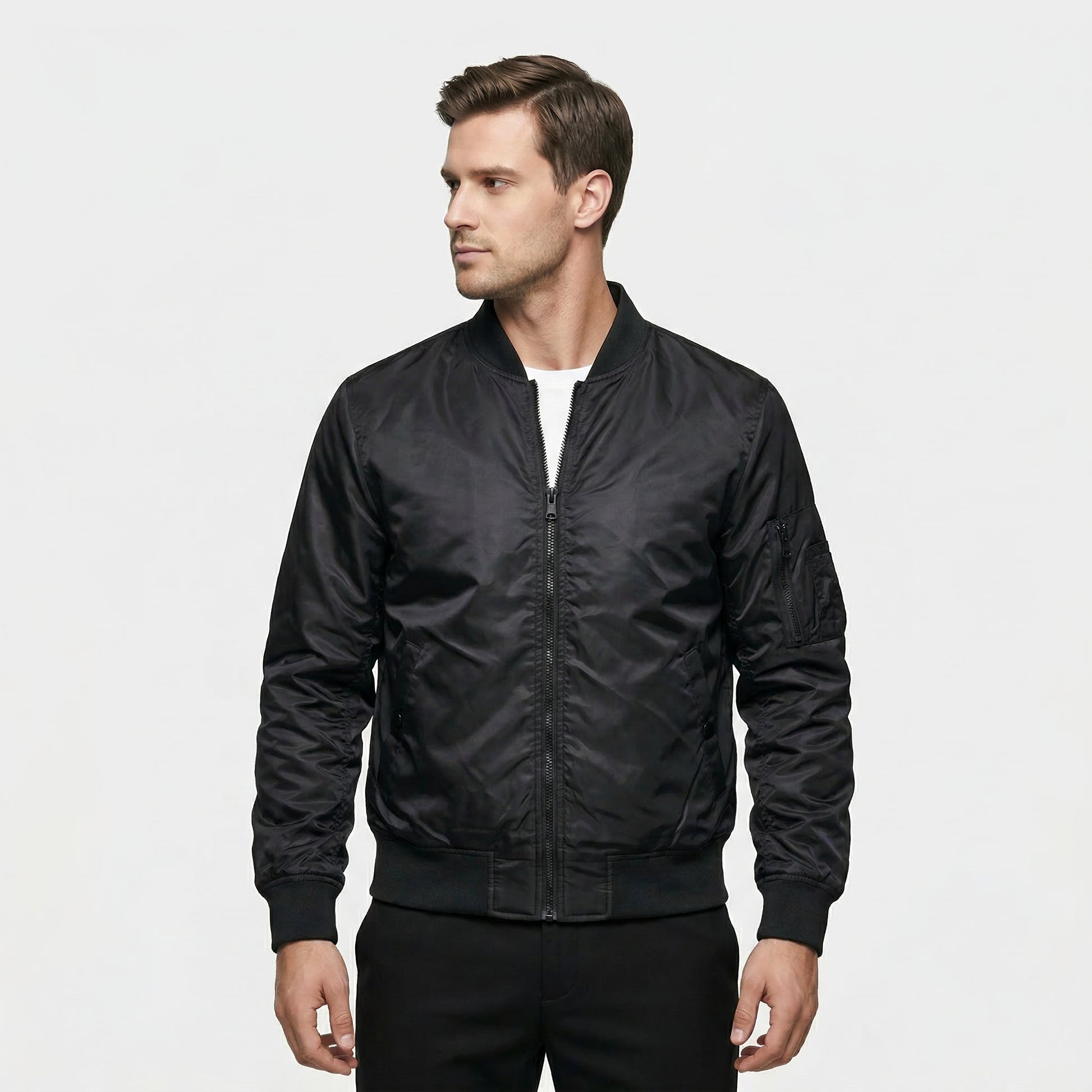Blouson Bomber Homme Zippé Poche Utilitaire