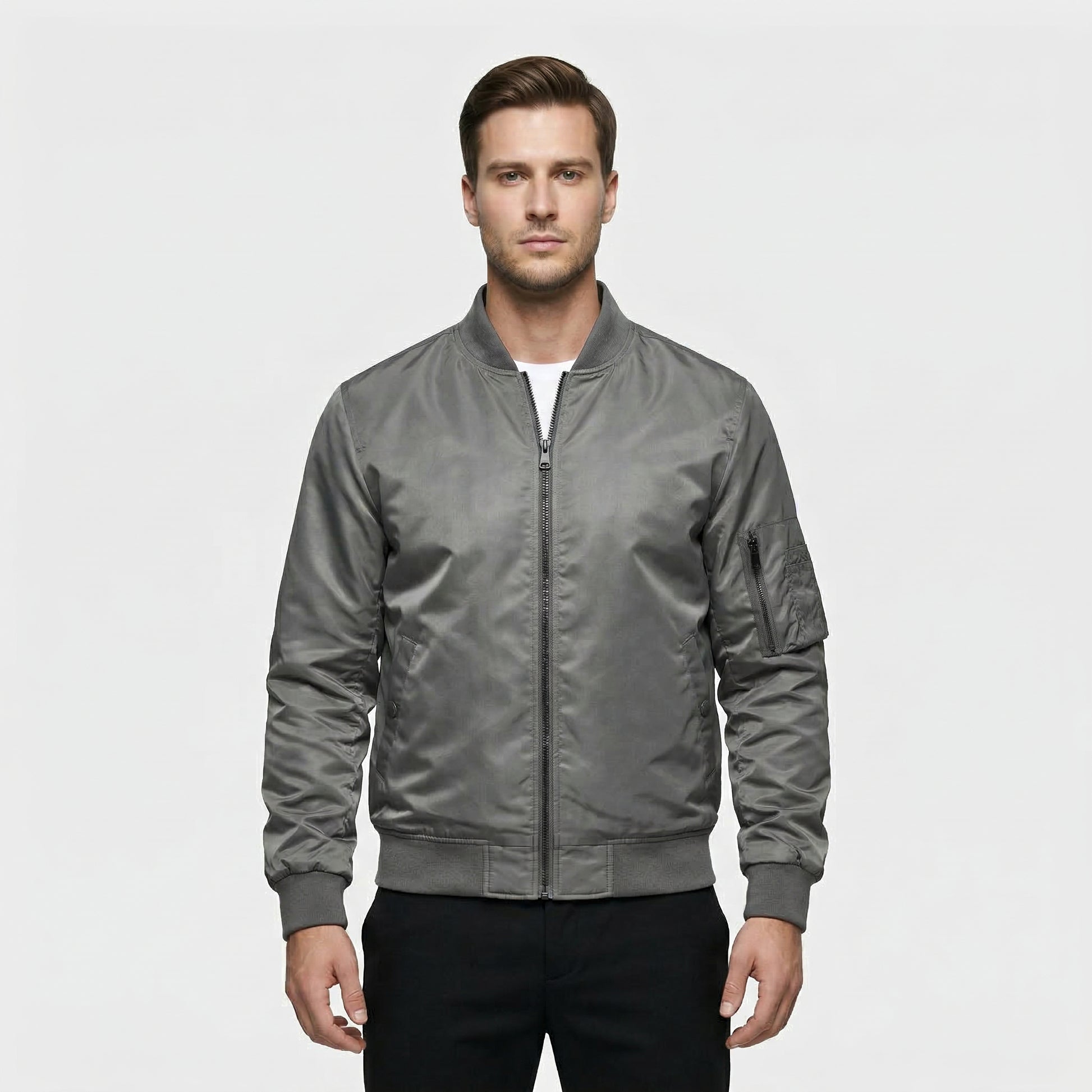 Blouson Bomber Homme Zippé Poche Utilitaire