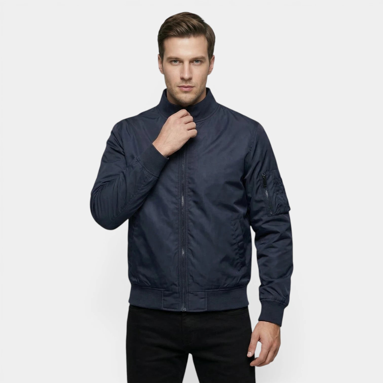 Blouson Bomber Homme Zippé Poche Utilitaire