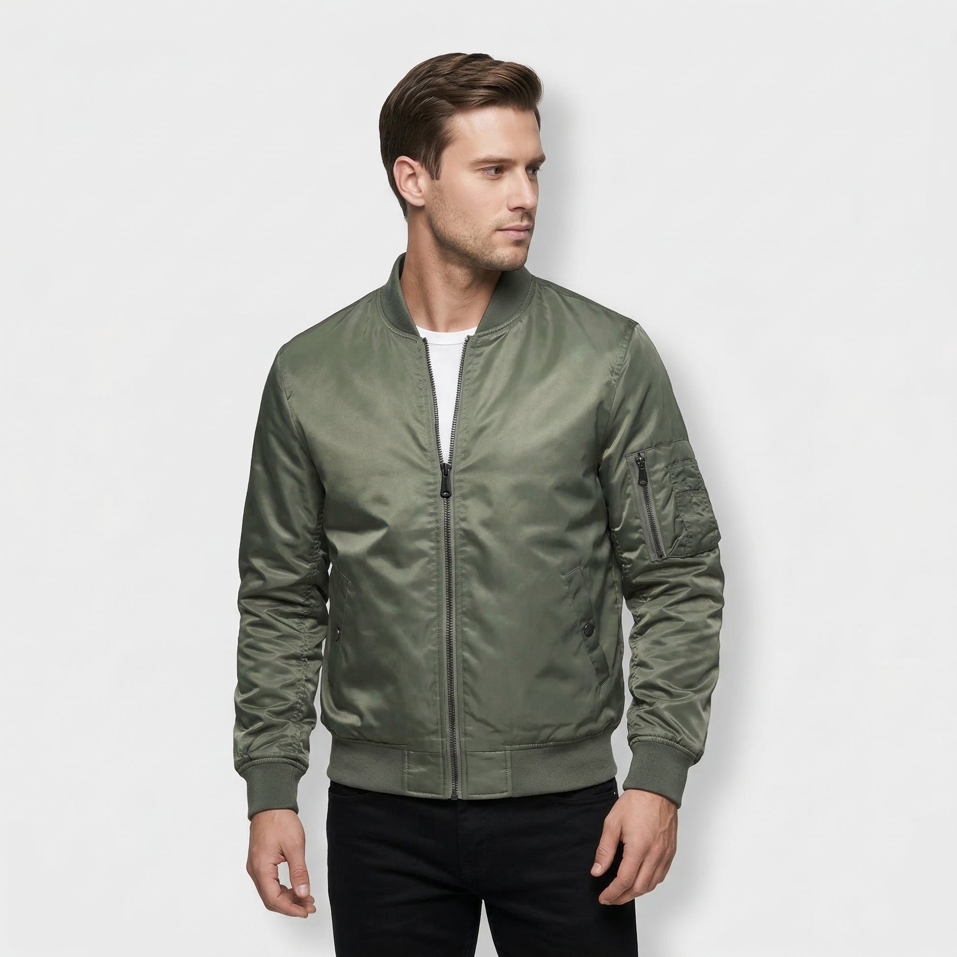 Blouson Bomber Homme Zippé Poche Utilitaire
