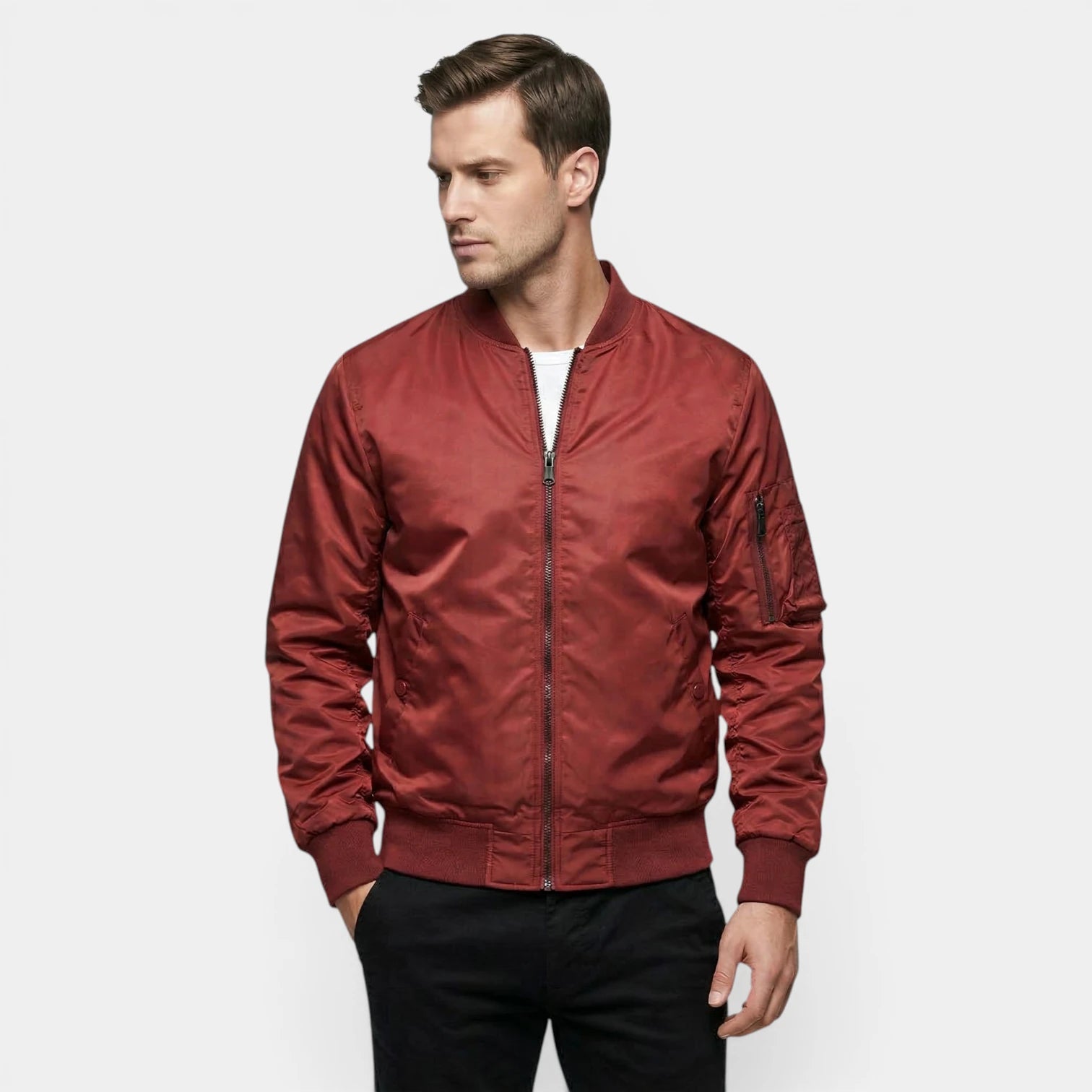 Blouson Bomber Homme Zippé Poche Utilitaire