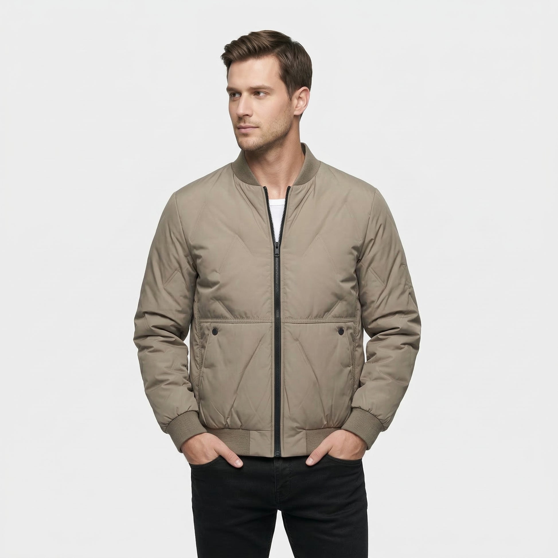 Blouson Aviateur Matelassé Pour Homme Avec Fermeture Éclair