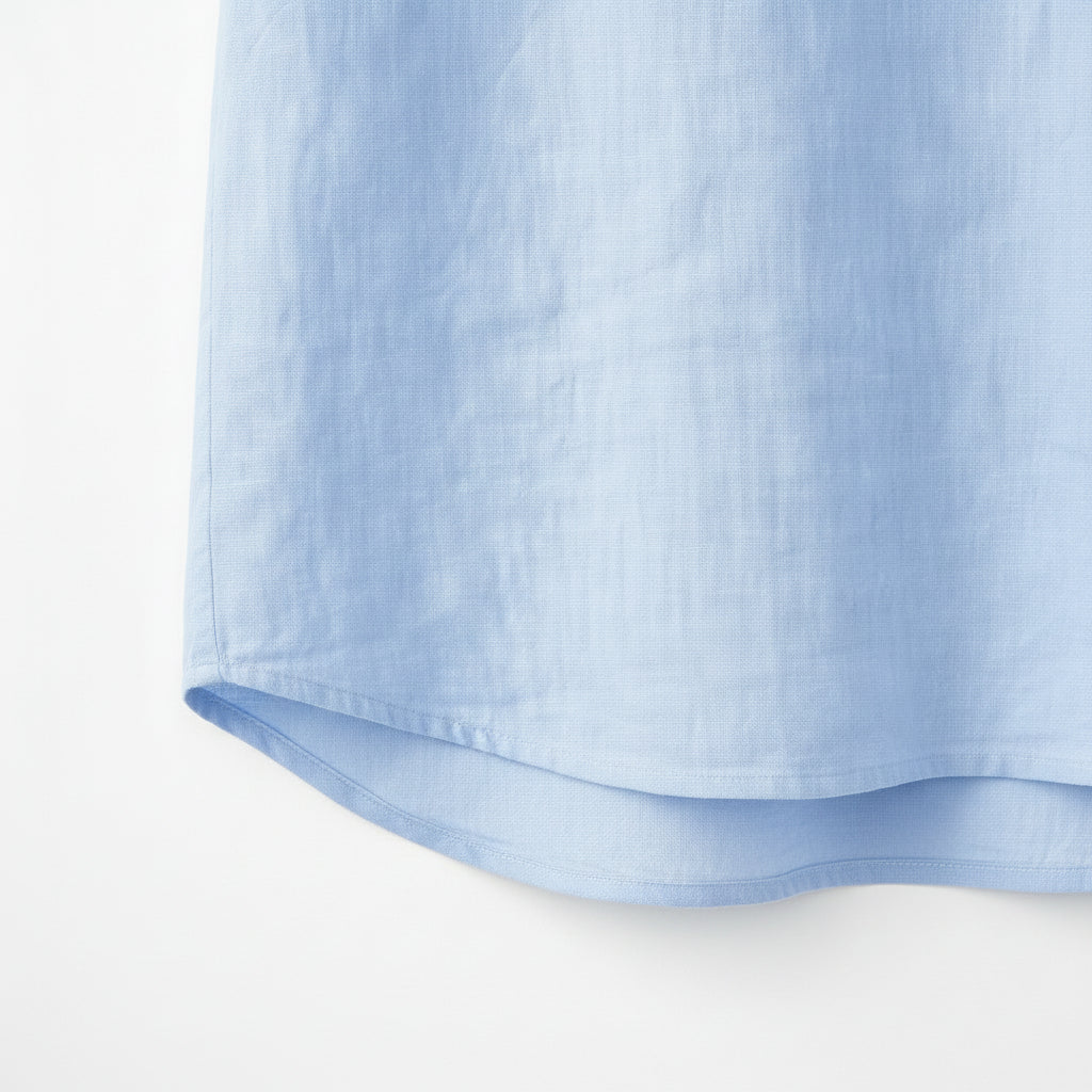 Men's Long-Sleeved Shirt with Split Collar and Clean Finish