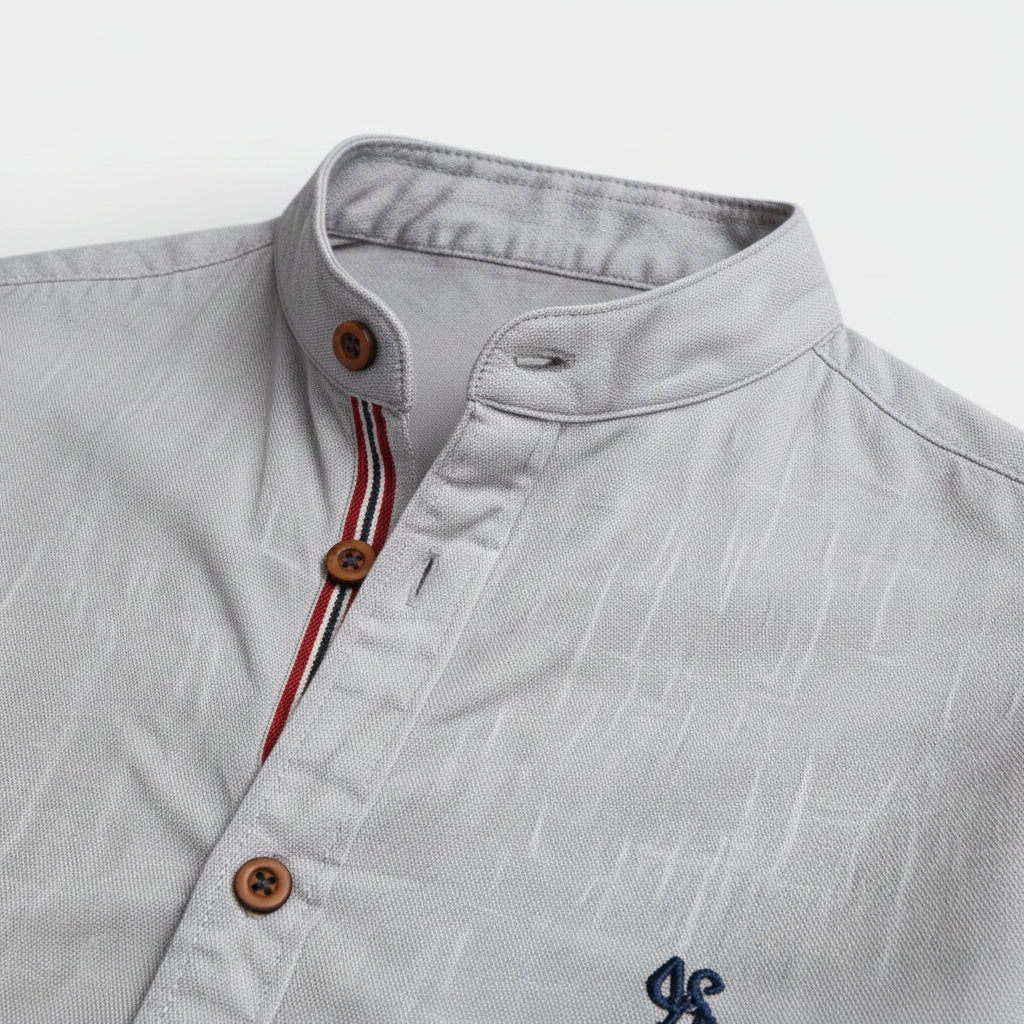 Chemise Homme Boutonnée Col Officier Manches Longues