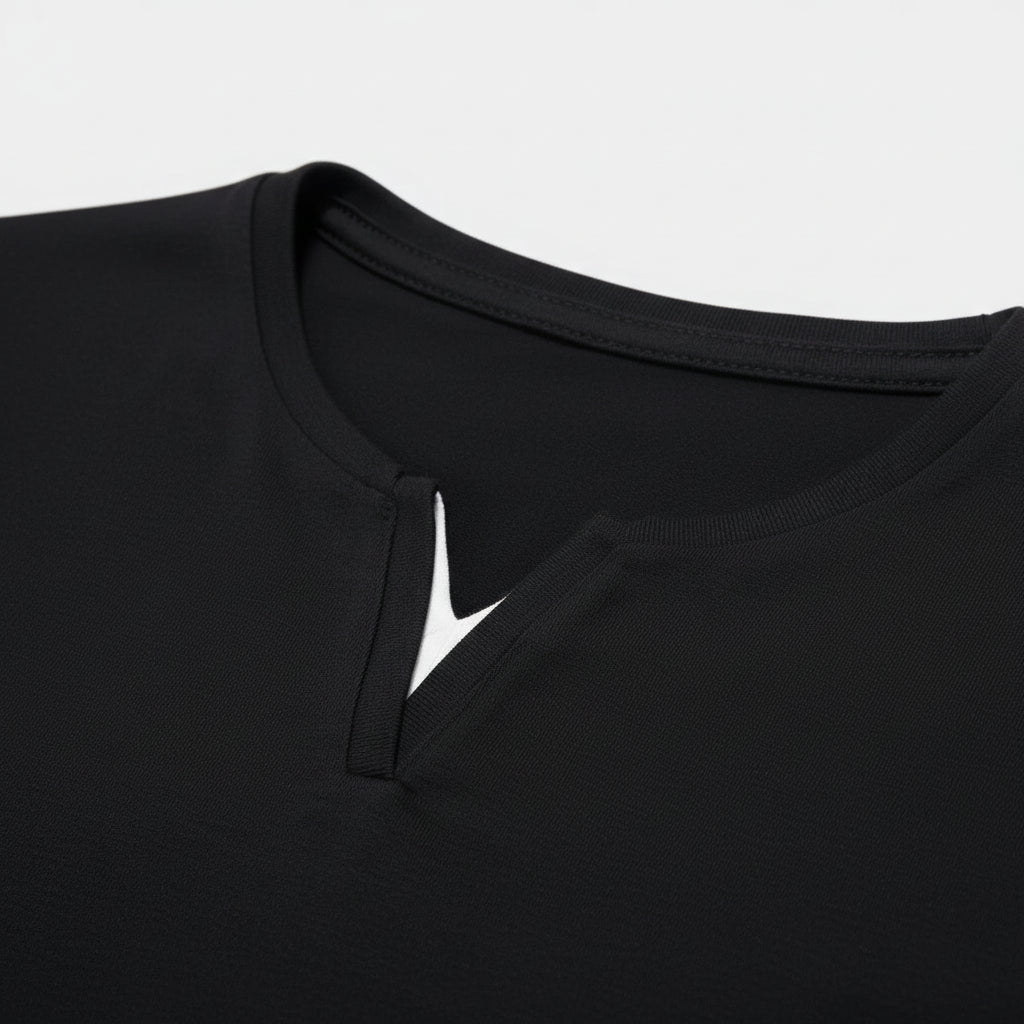 T-Shirt Homme Manches Courtes Col V Encoche Coupe Ajustée