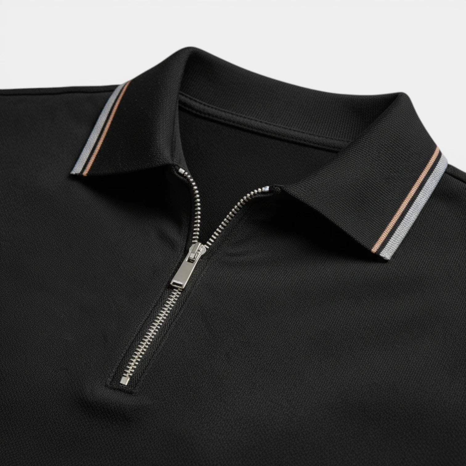 Men's Striped Short-Sleeve Half-Zip Polo