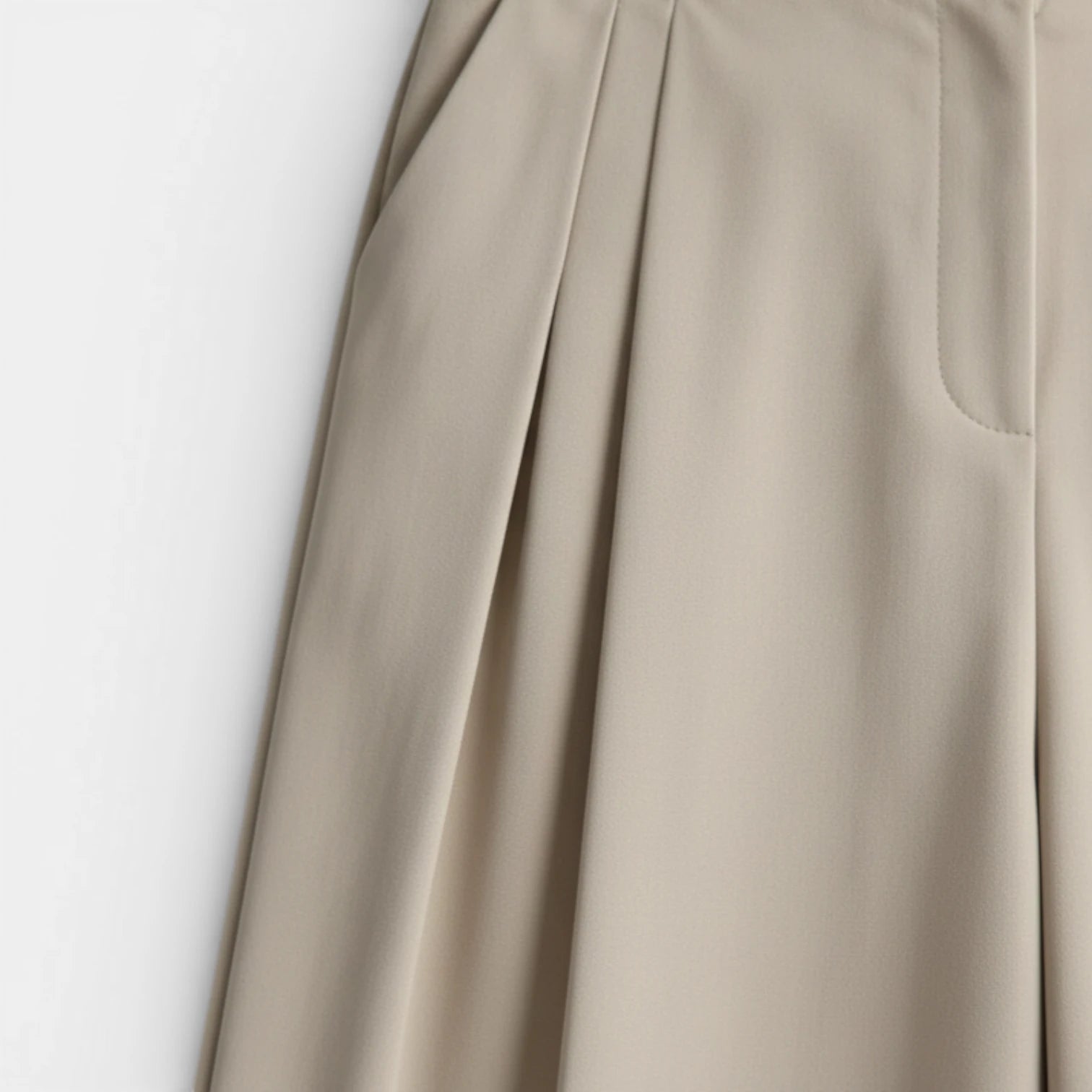 Pantalon Large Femme Taille Haute Plissé – Fermeture Bouton