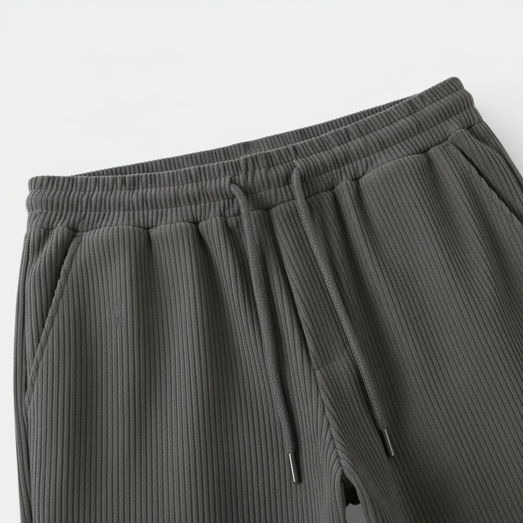 Ensemble Homme Chemise Boutonnée et Pantalon à Cordon Texture Côtelée