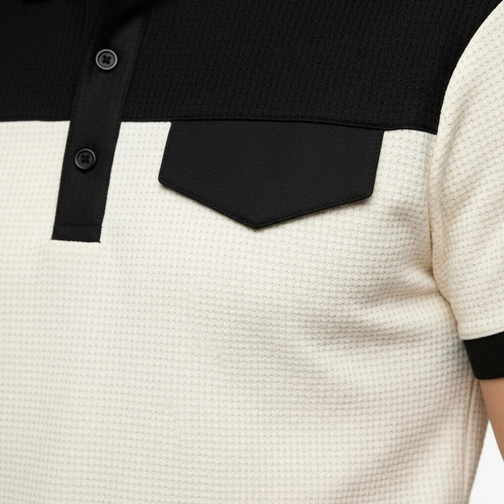 Ensemble Homme Polo Texture Gaufre et Short à Cordon Coupe Régulière