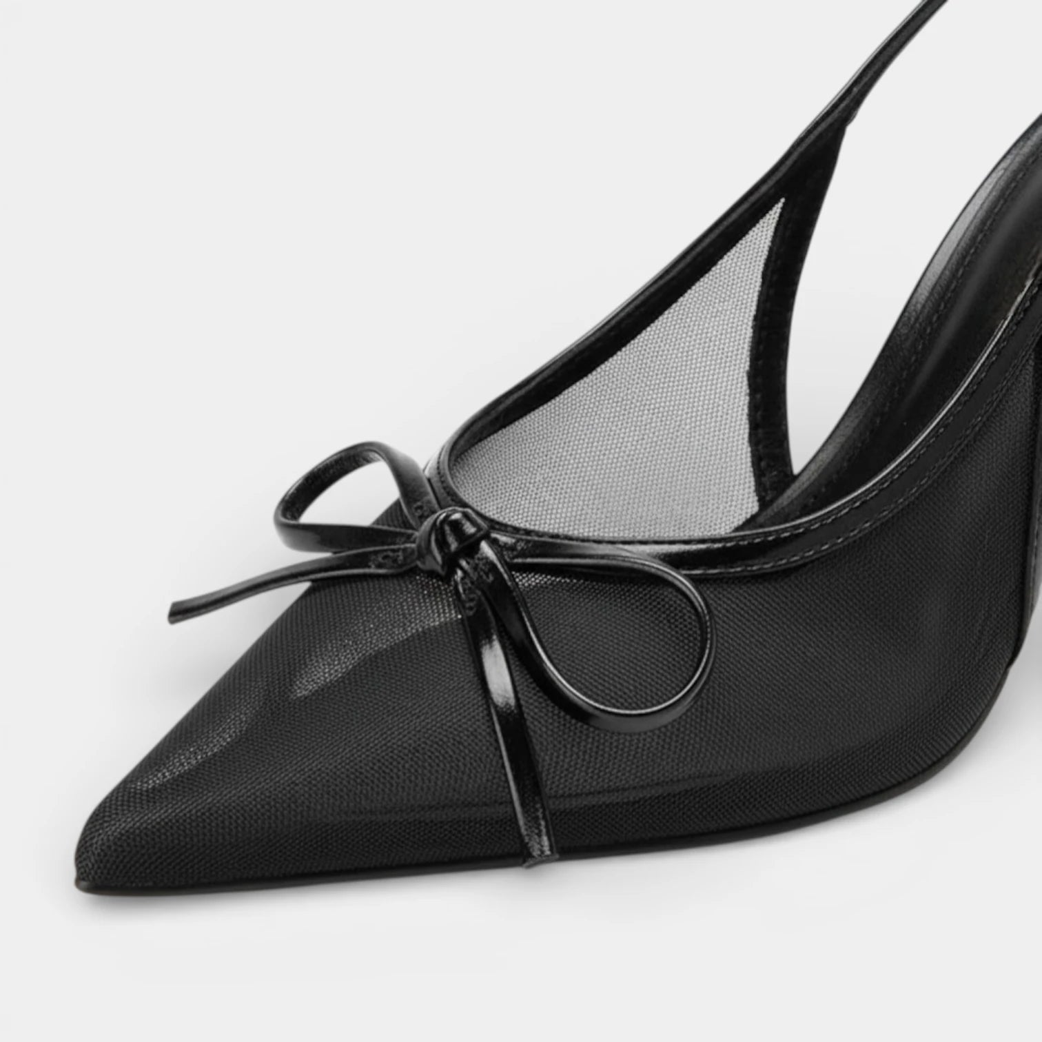 Escarpins Slingback Femme Bout Pointu – Détail Nœud et Empiècements Mesh