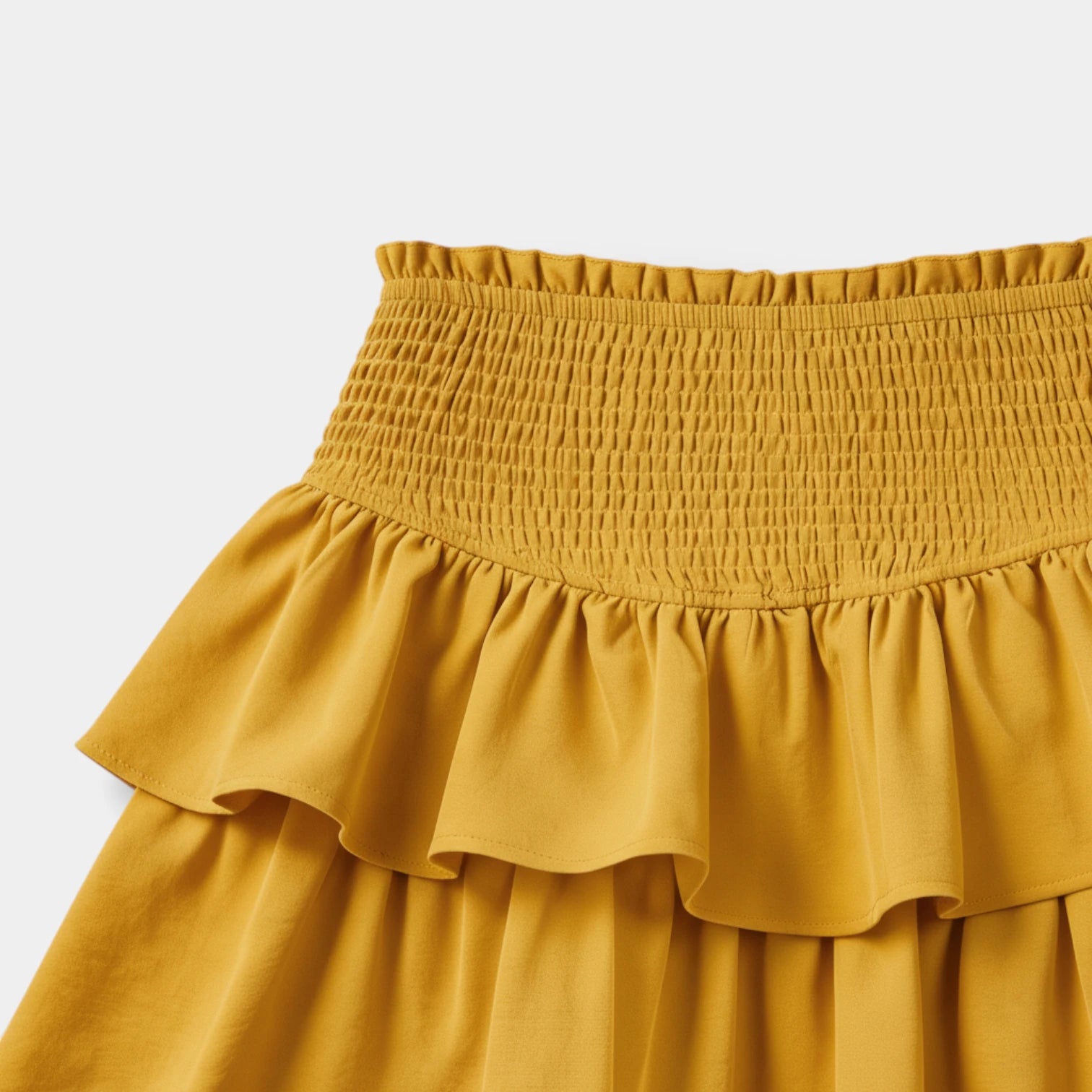 Jupe Mini Femme Taille Haute Smockée à Volants – Coupe Évasée