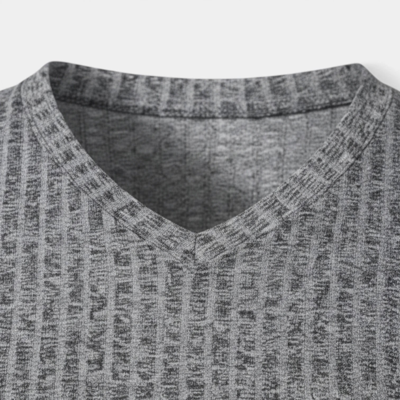 T-shirt Homme Côtelé Col V Manches Courtes Coupe Ajustée Maille Texturée