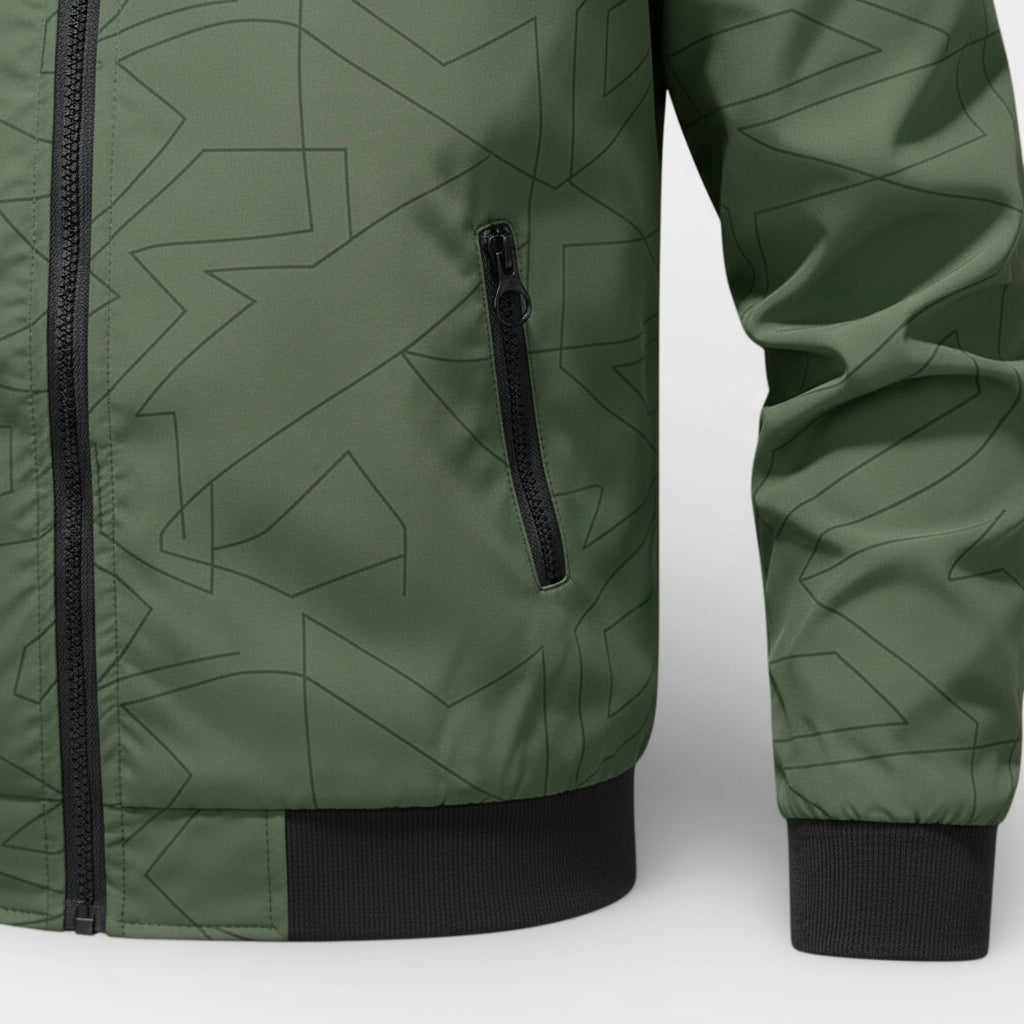 Blouson Bomber Homme Zippé Motif Géométrique