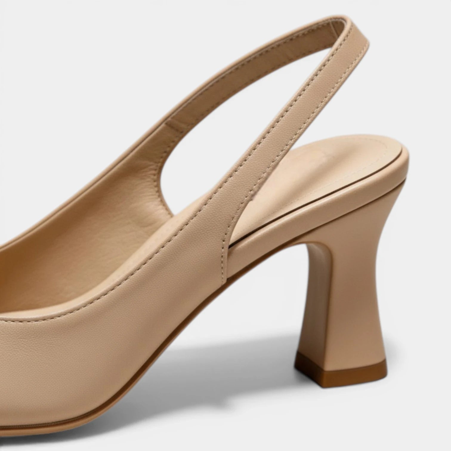 Escarpins Slingback Femme à Bout Pointu Talon Évasé Aspect Cuir