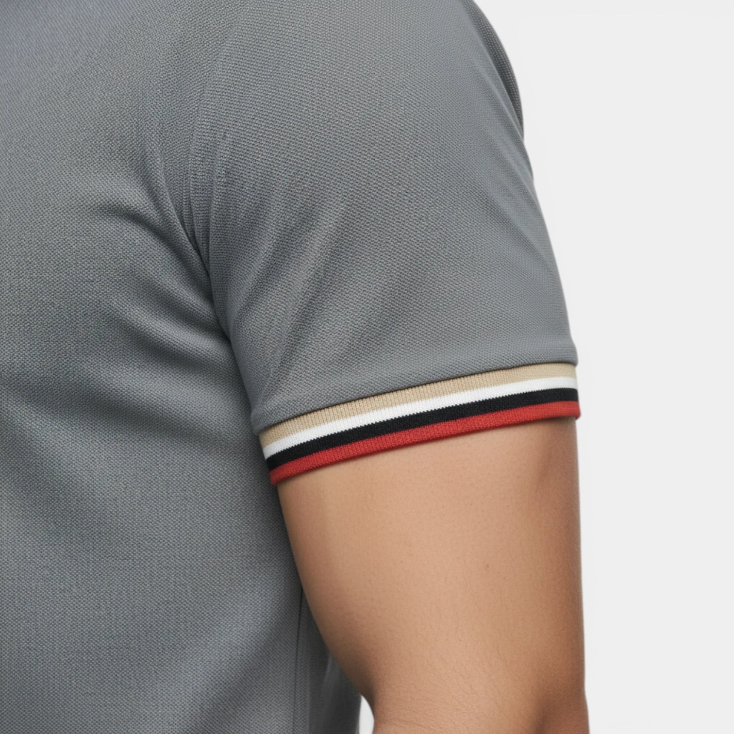 Men's Short-Sleeve Polo Shirt Button Placket Contrast Collar Regular Fit