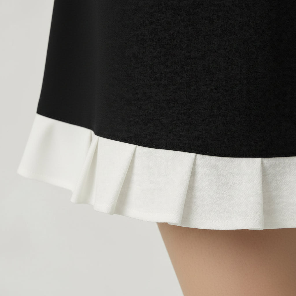 Robe Mini Femme Coupe Trapèze – Ourlet Volanté Contrasté