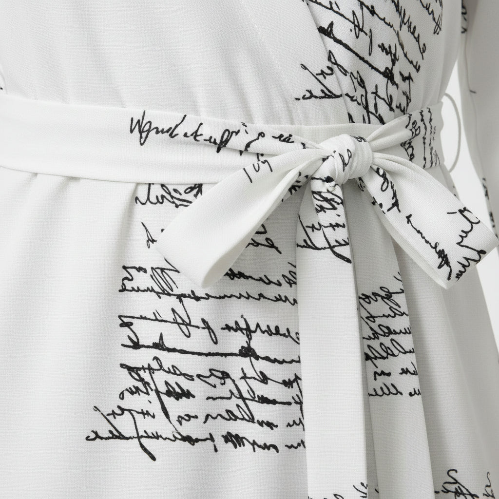 Robe Midi Portefeuille Femme à Col – Ceinture à Nouer Manches 3/4