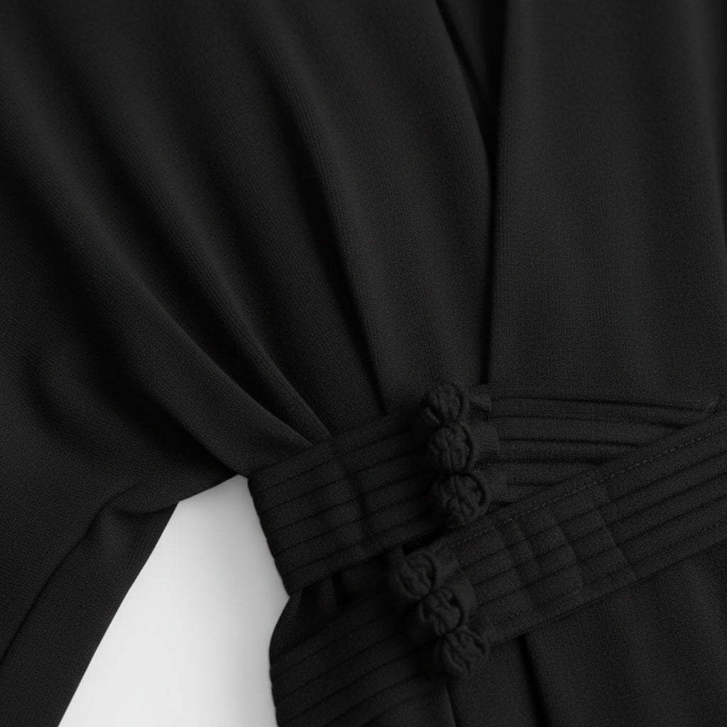 Robe Maxi Portefeuille Femme Col V – Ceinture et Manches Amples