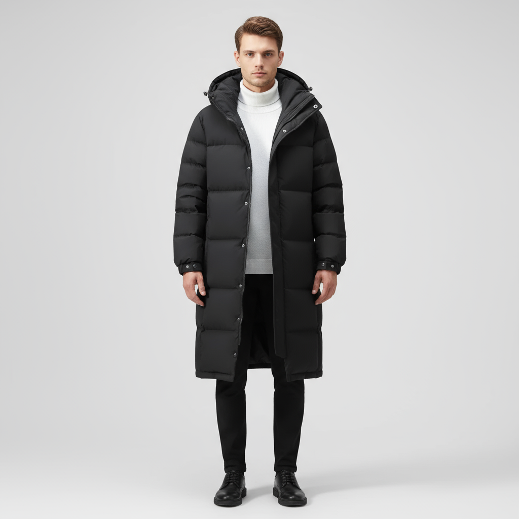Manteau Long Matelassé Homme Avec Capuche