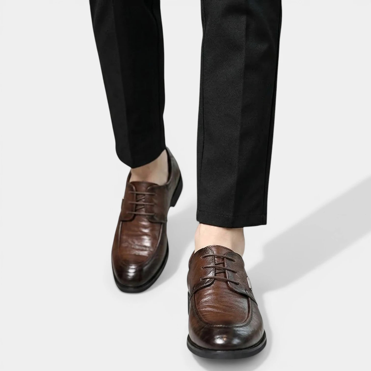 Men's Faux Leather Lace-Up Shoes with Small Heel