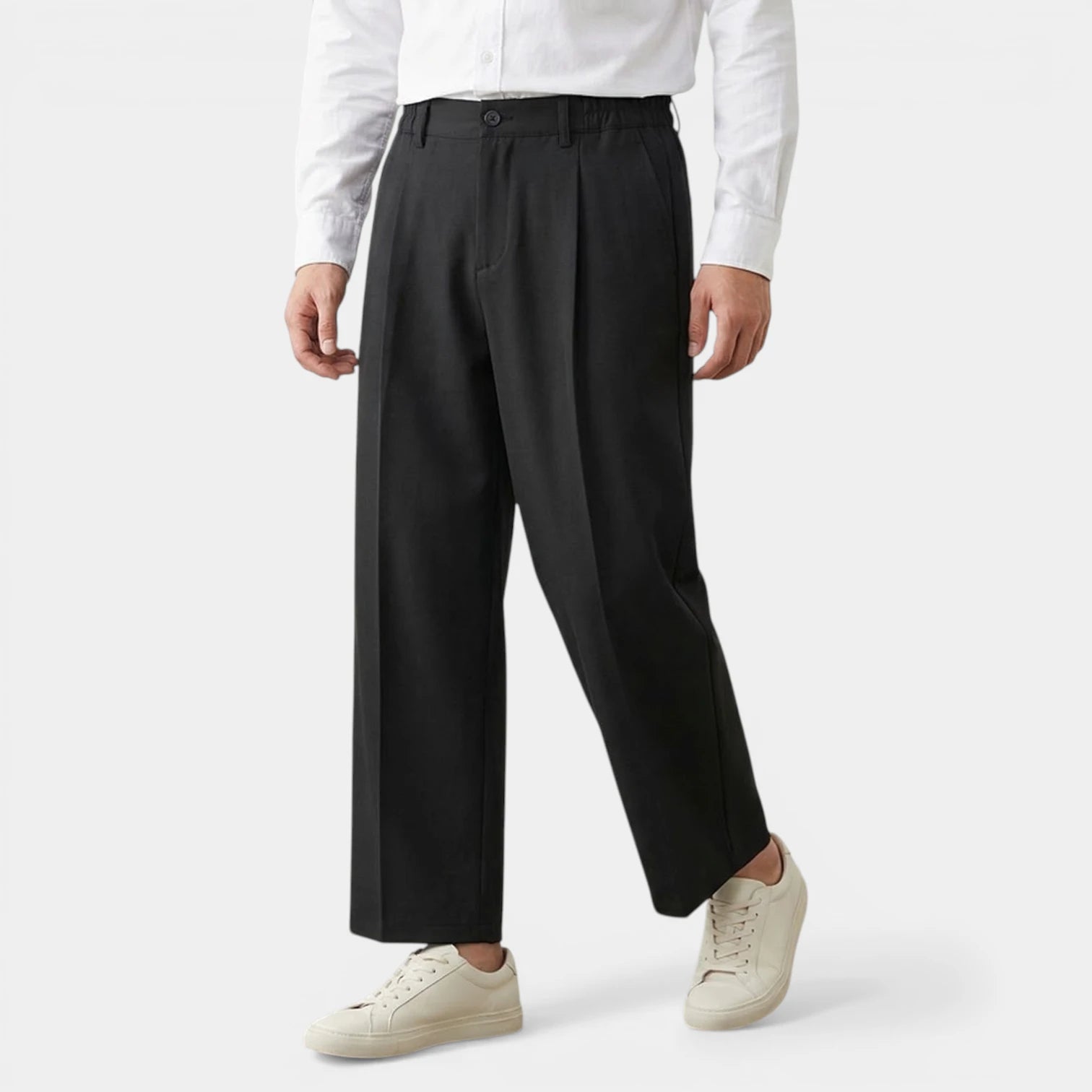 Men's Pleated Trousers with Elasticated Waist