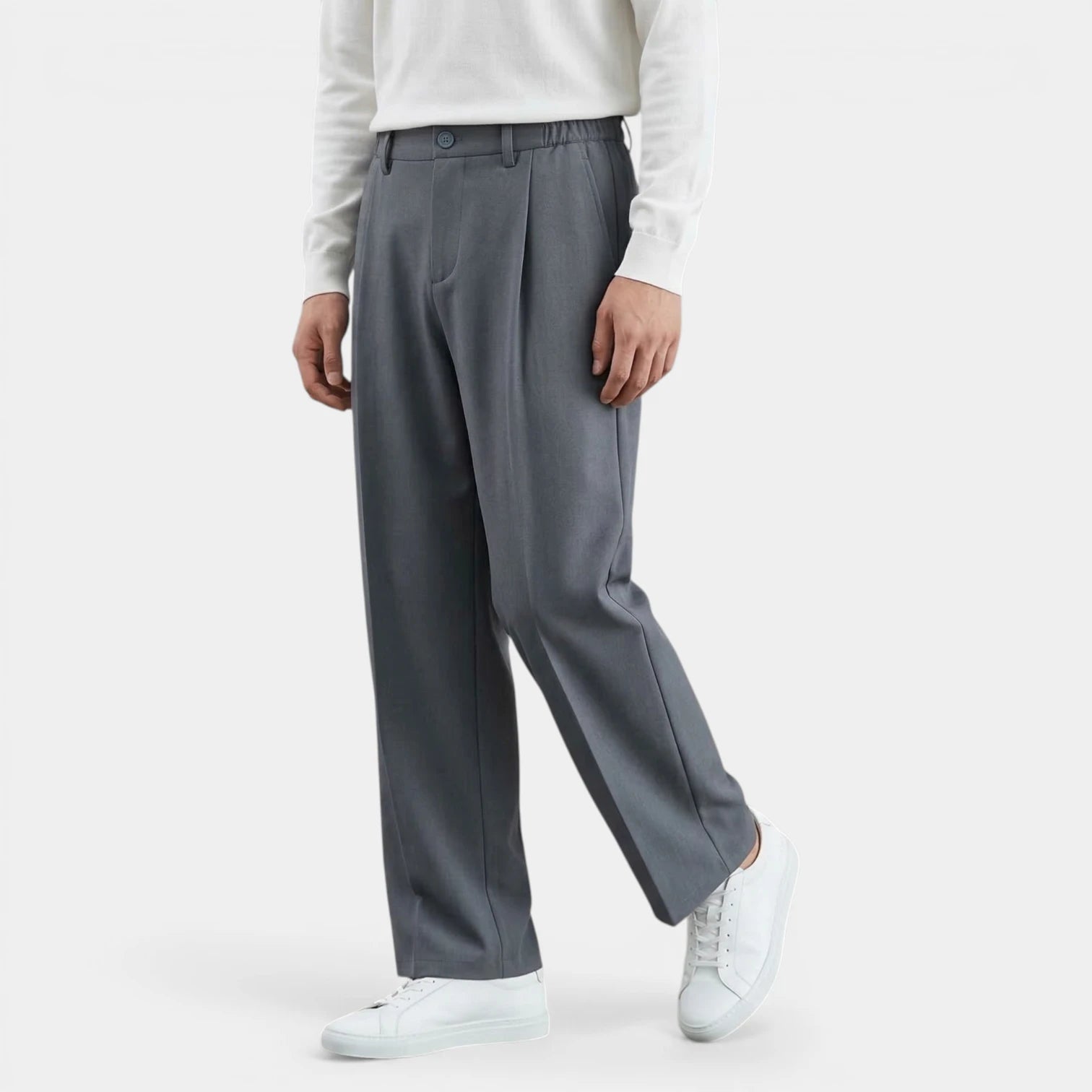 Men's Pleated Trousers with Elasticated Waist