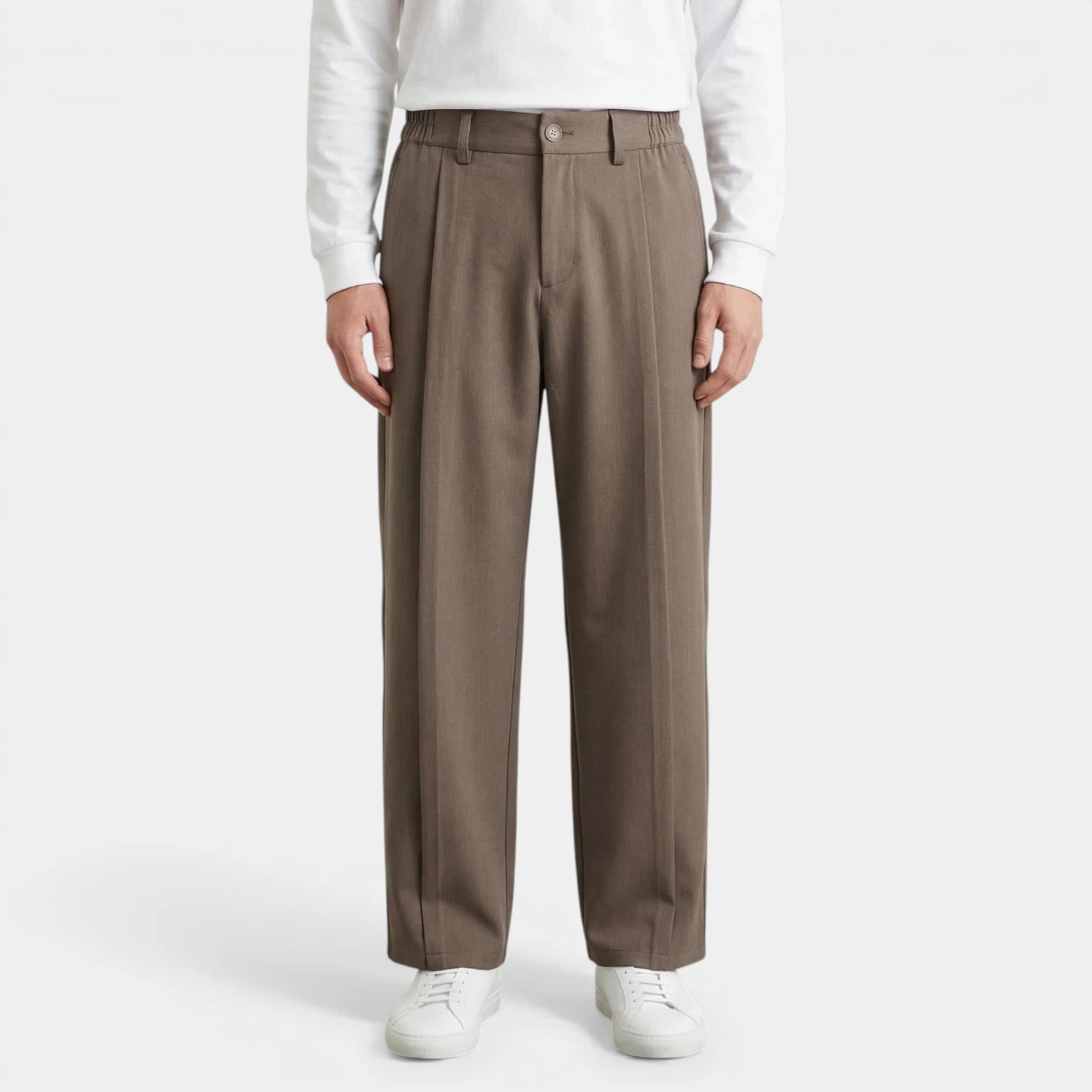 Men's Pleated Trousers with Elasticated Waist