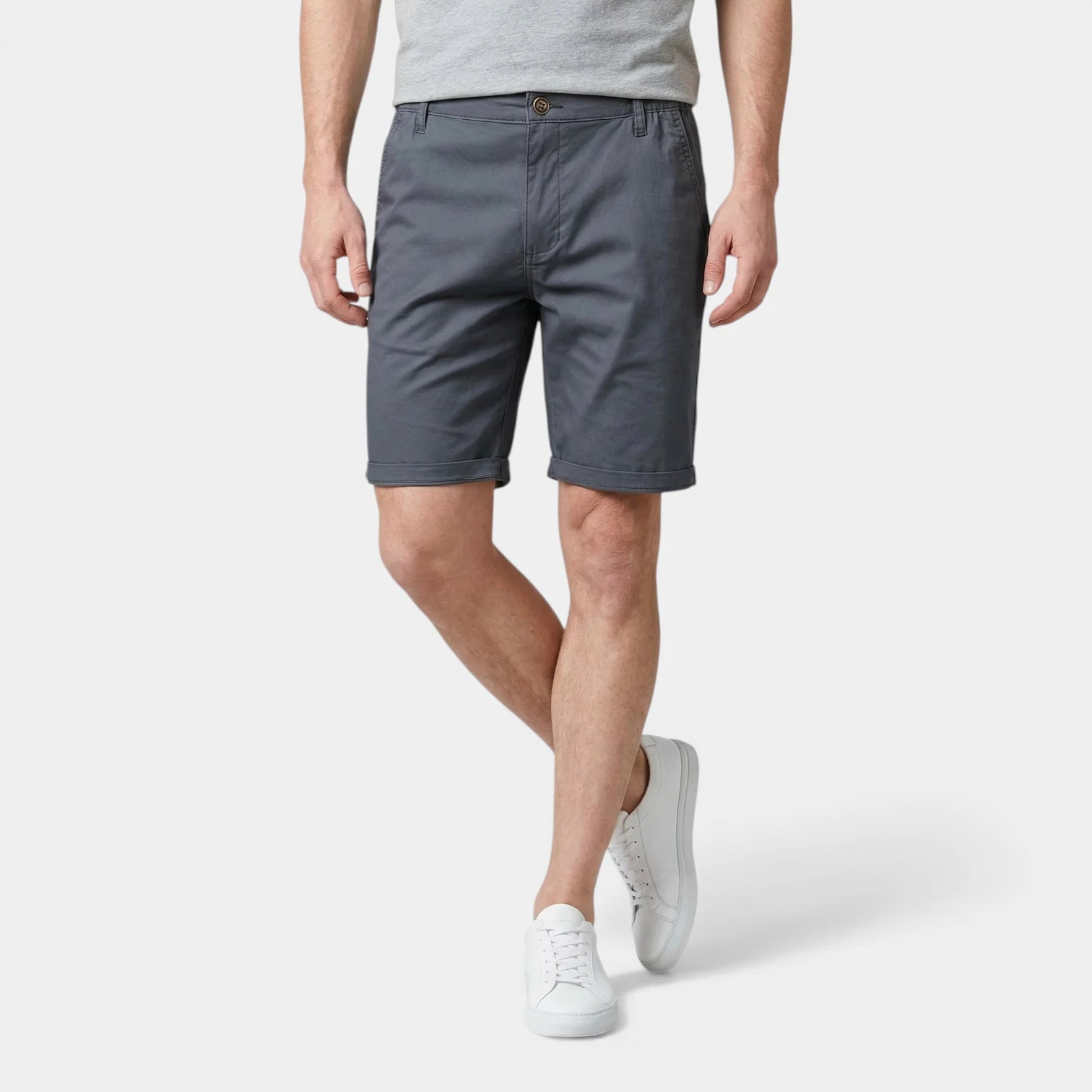 Short Homme Coupe Tailleur Fermeture Bouton Taille Élastique Coupe Droite