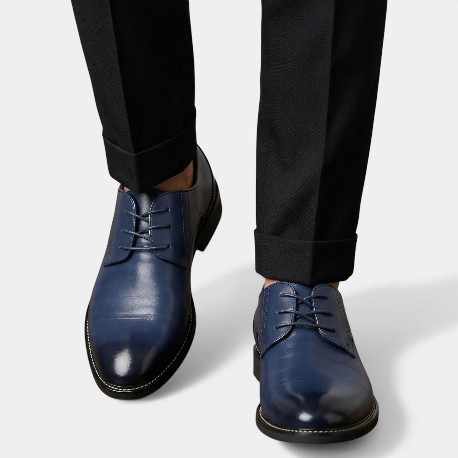 Men's Structured Shiny Plain Toe Lace-Up Shoes