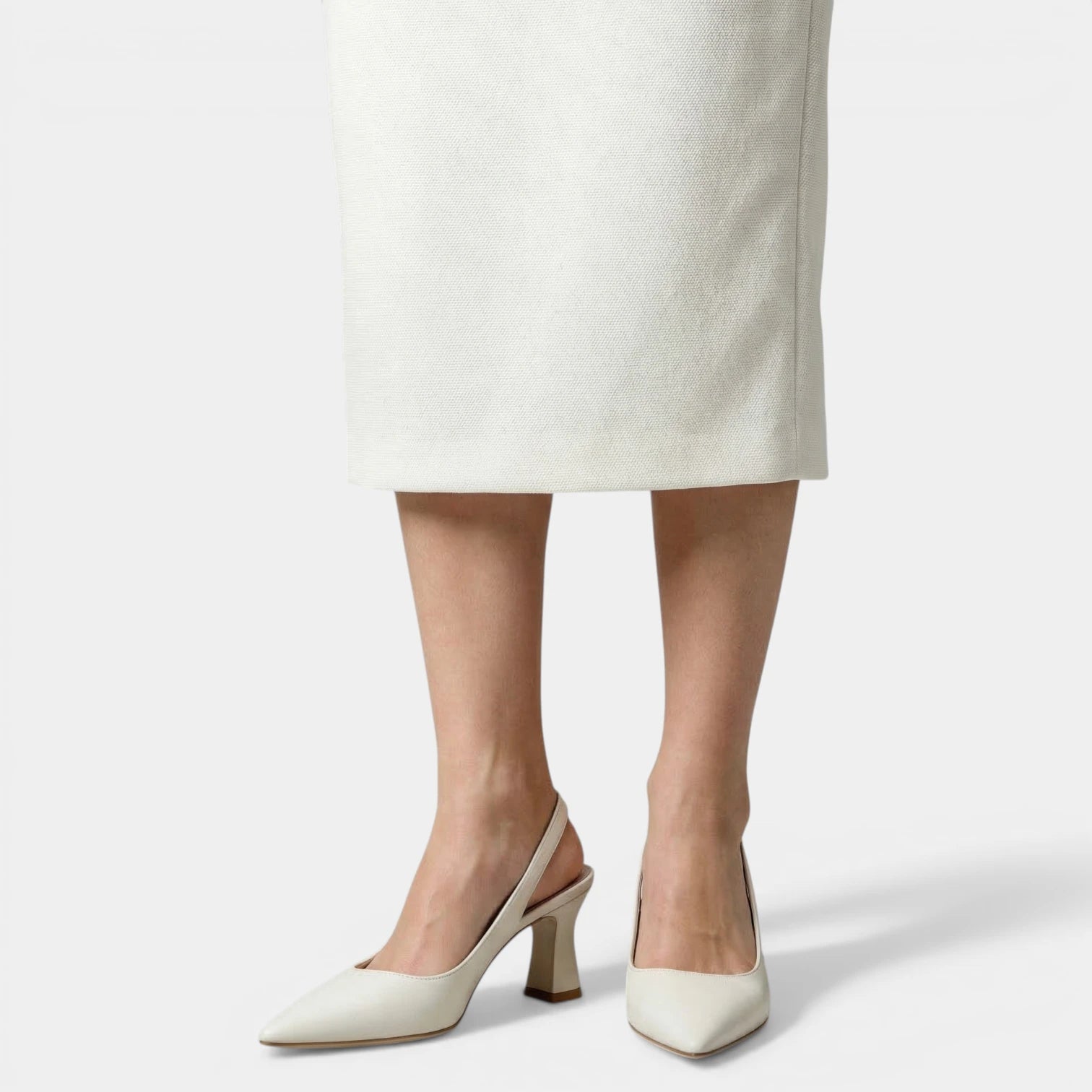 Escarpins Slingback Femme à Bout Pointu Talon Évasé Aspect Cuir