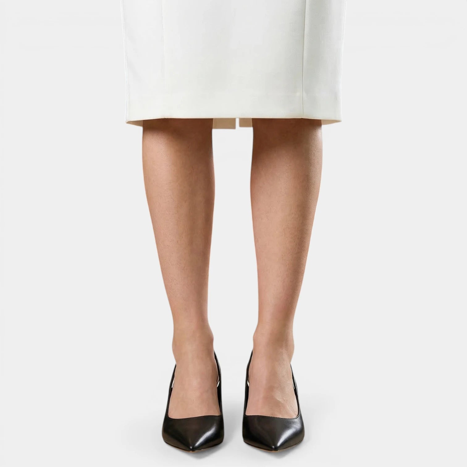 Escarpins Slingback Femme à Bout Pointu Talon Évasé Aspect Cuir
