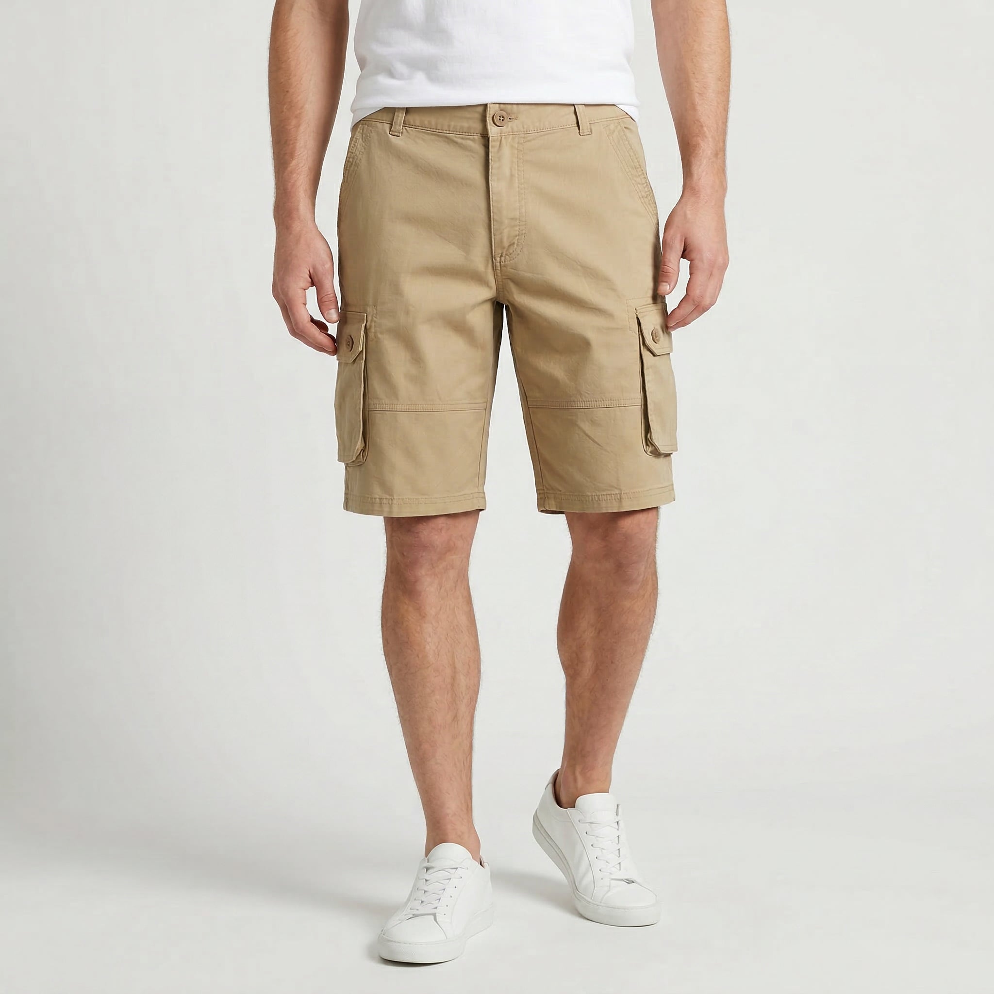 Short Cargo Homme Poches à Rabat Coupe Droite Décontractée
