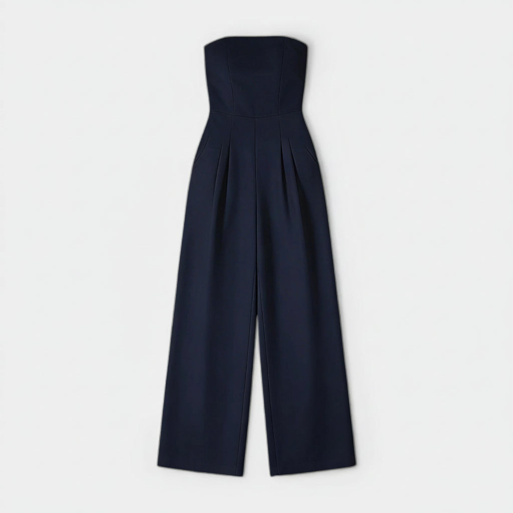 Combinaison Bustier Femme Jambe Large – Corsage Structuré Plis Devant