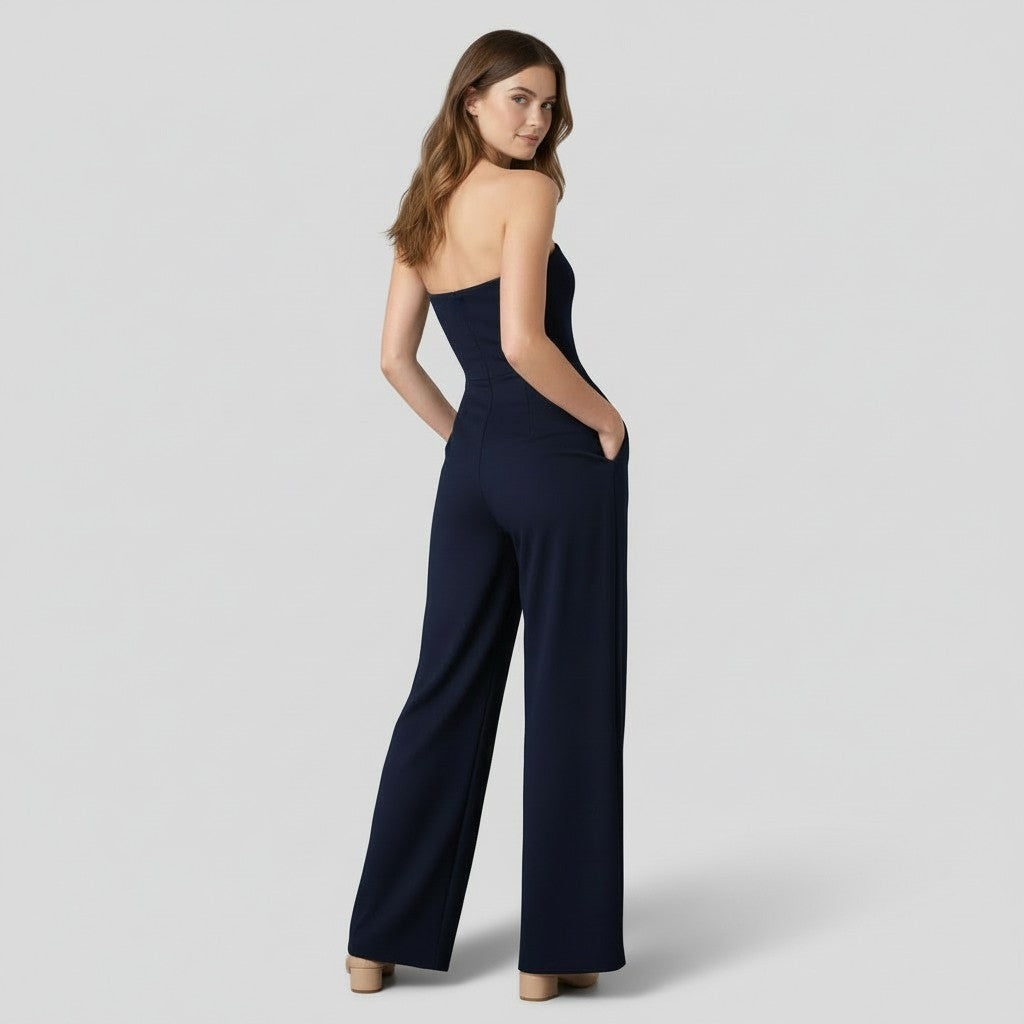 Combinaison Bustier Femme Jambe Large – Corsage Structuré Plis Devant